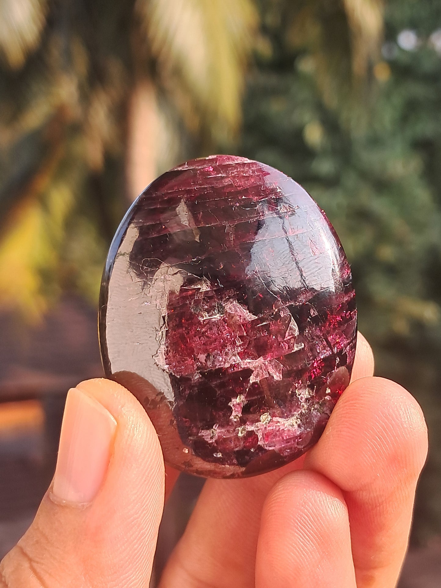 Piedra de palma de granate rojo | Piedra natural pulida #GR3