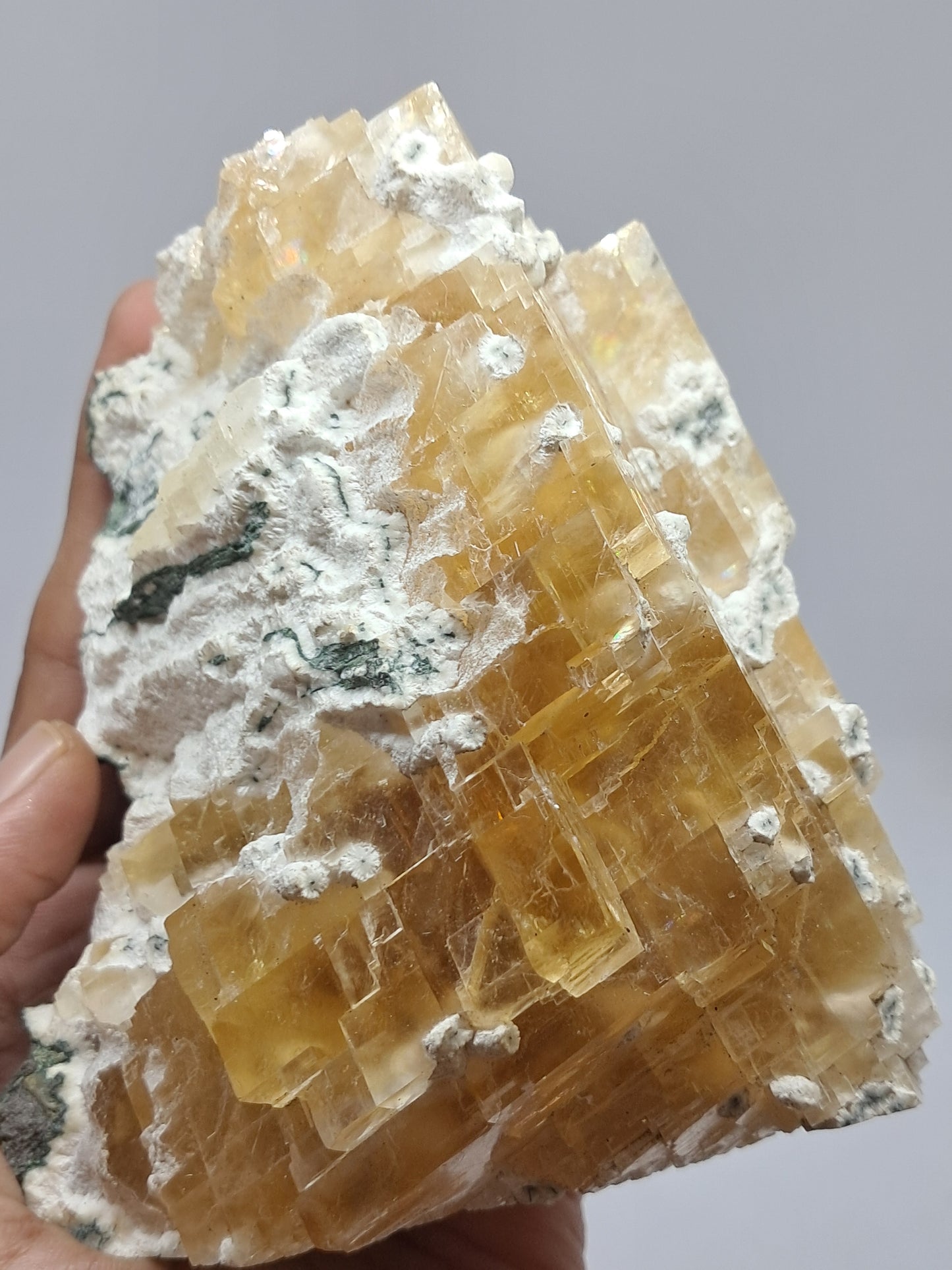 Honey Calcite w/ Okenite (India) Rough Crystal | Natural Stone | Mineral Specimen #CA20