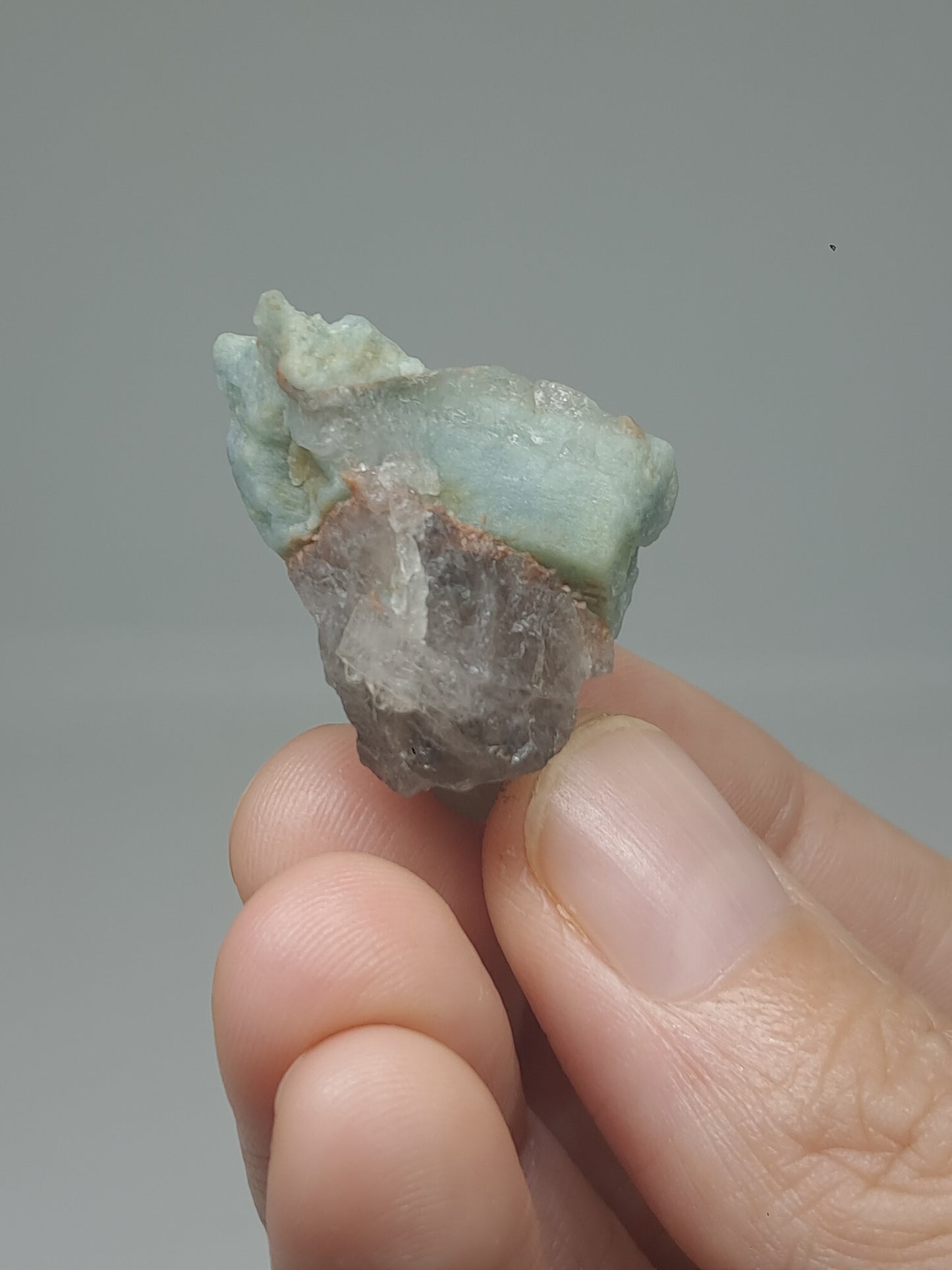 Aquamarine on Smokey Quartz (Karur) Rough Natural Crystal | Mineral Specimen #AQM55