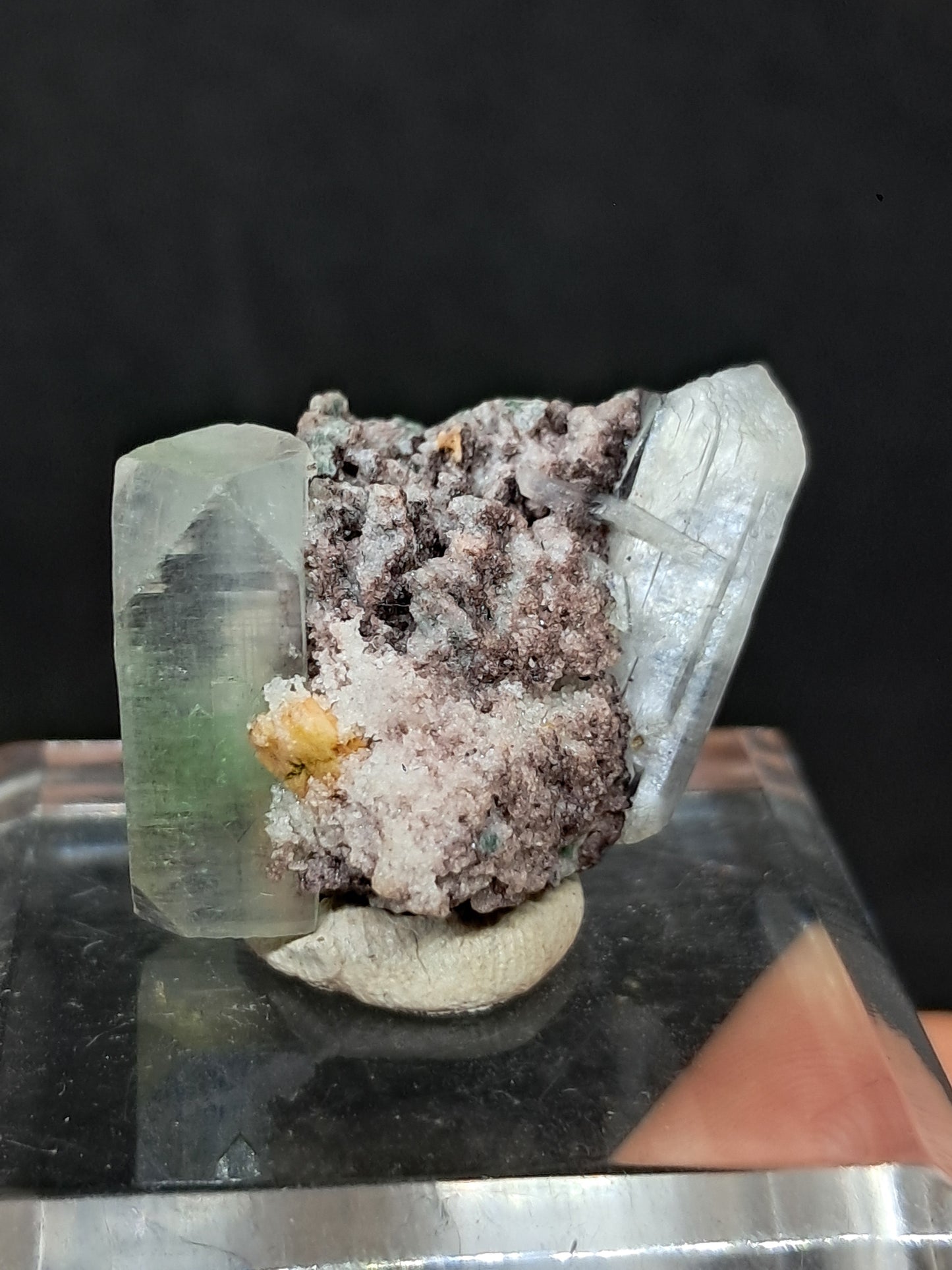 Apofilita verde con estibita (Fluorapofilita) (Ajanta) Cristal natural | Muestra de mineral #GA33