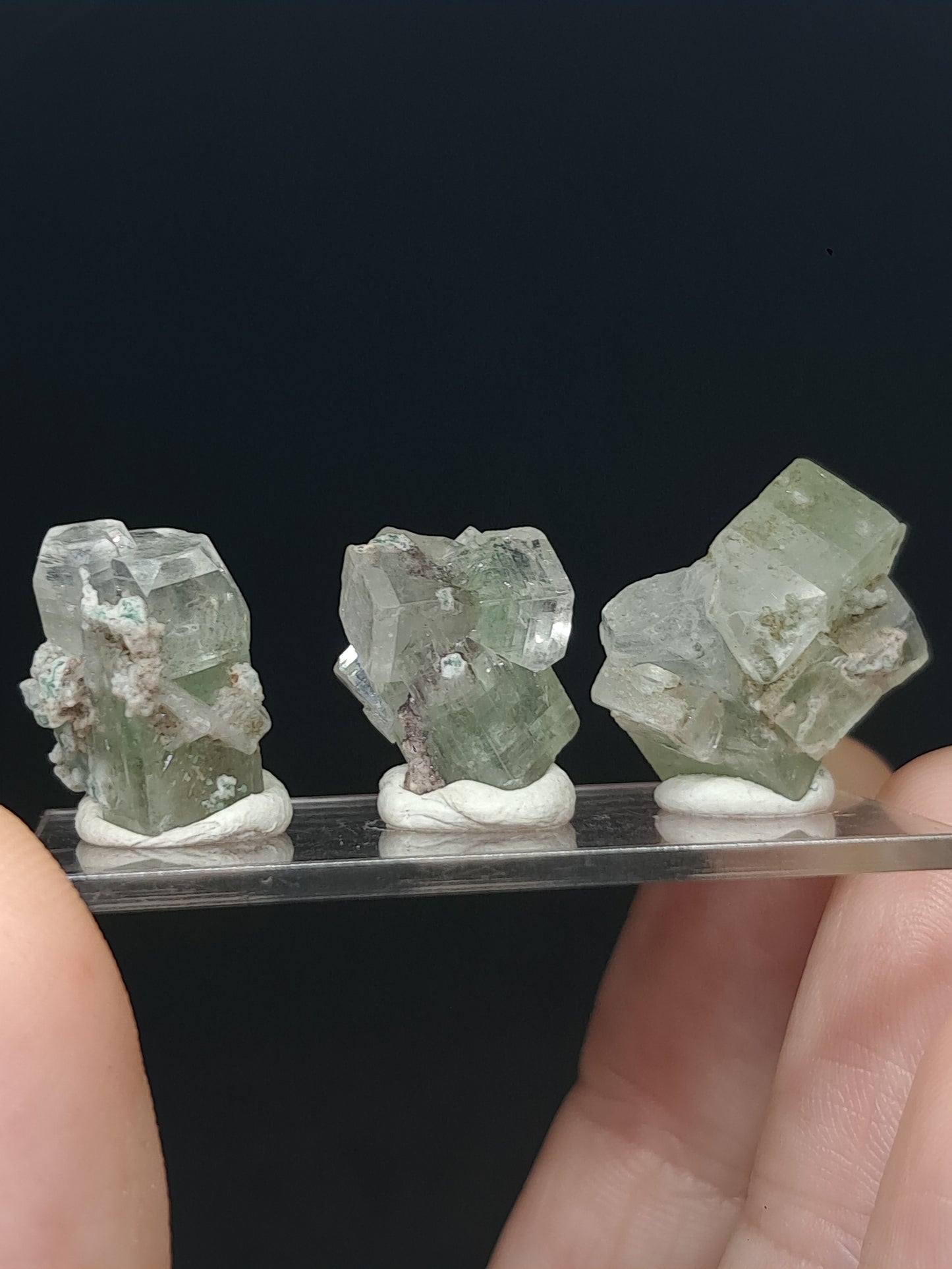 Set of 3 Small Green Apophyllites (Fluorapophyllites) (Ajanta) Rough Natural Crystals | Mineral Specimens #GA54