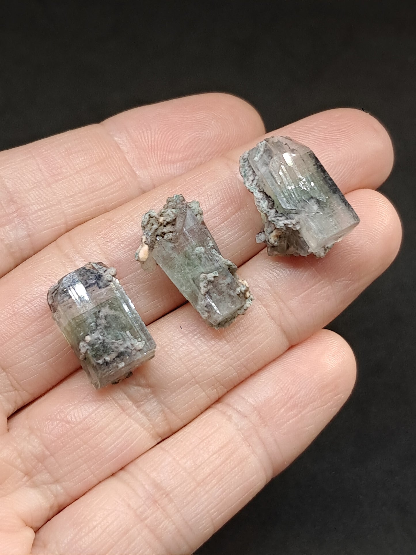 Set of 3 Small Green Apophyllites (Fluorapophyllites) (Ajanta) Rough Natural Crystals | Mineral Specimens #GA47