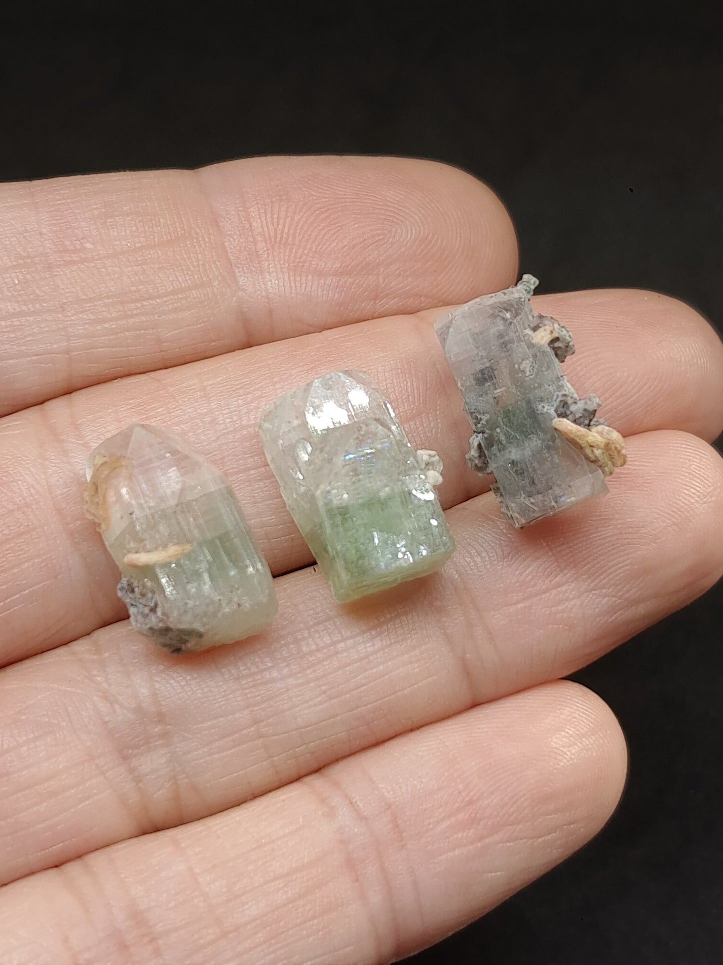 Set of 3 Small Green Apophyllites (Fluorapophyllites) (Ajanta) Rough Natural Crystals | Mineral Specimens #GA49