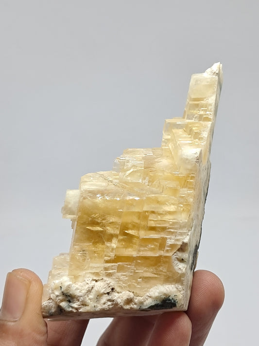 Honey Calcite w/ Okenite (India) Rough Crystal | Natural Stone | Mineral Specimen #CA16
