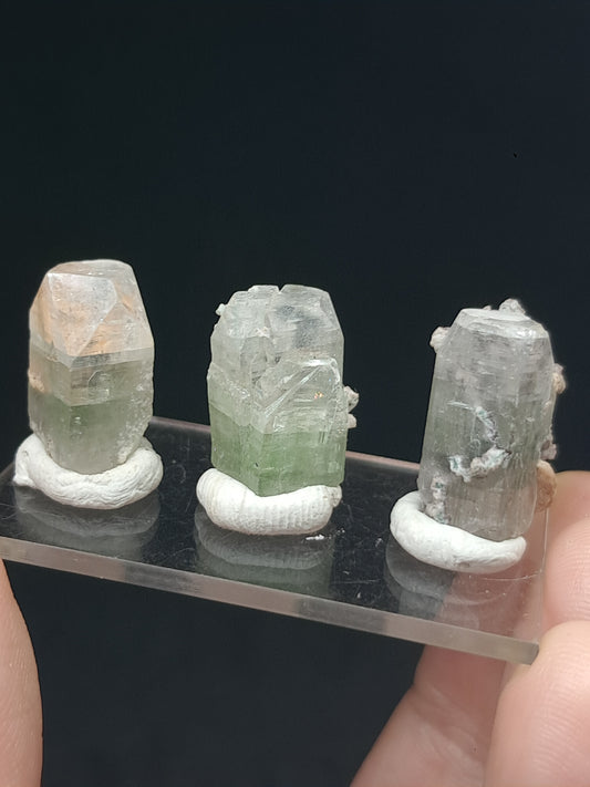 Set of 3 Small Green Apophyllites (Fluorapophyllites) (Ajanta) Rough Natural Crystals | Mineral Specimens #GA49
