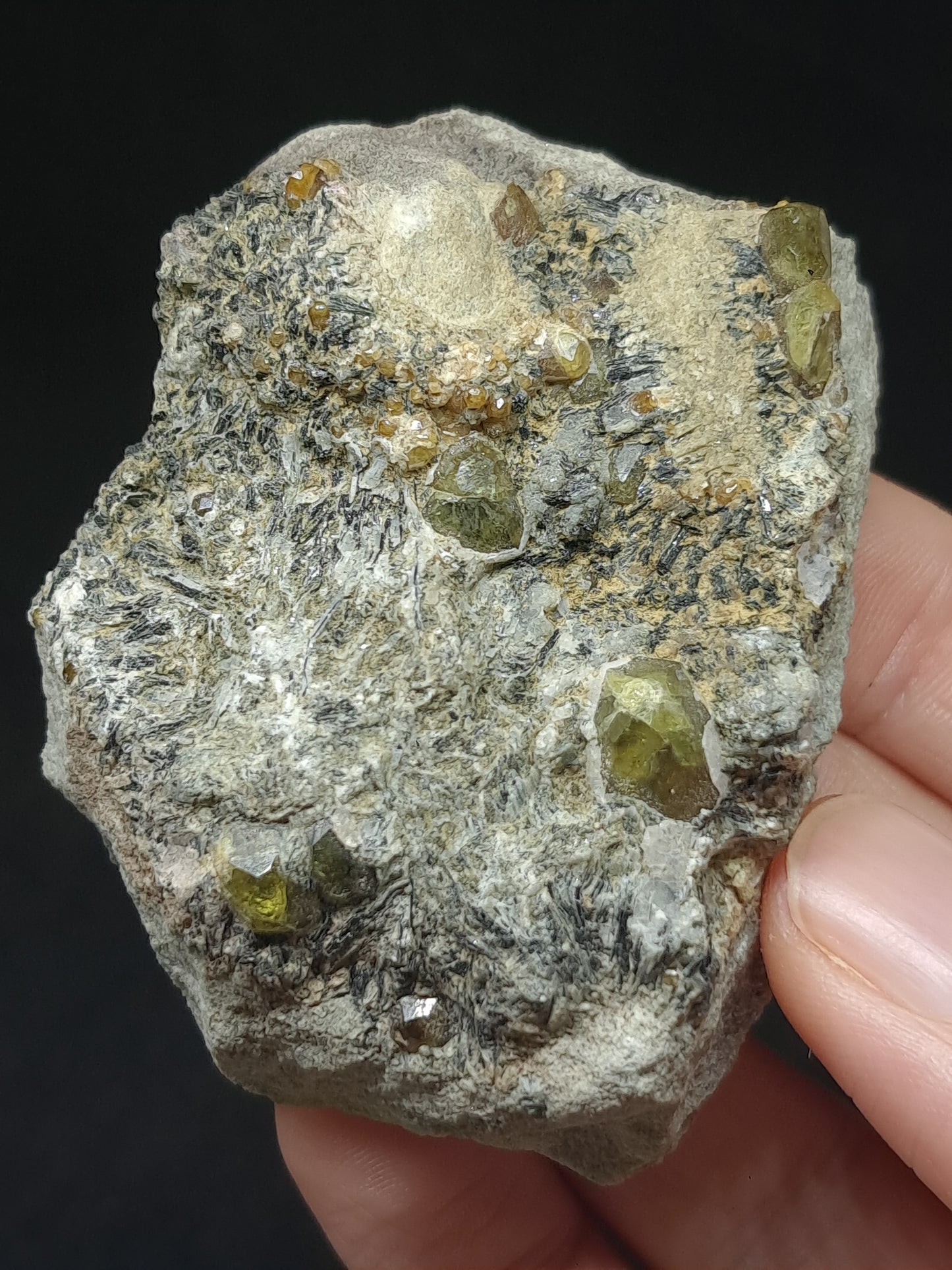 Green Garnet w/ Aegirine (Acmite) on Matrix (Mexico) Andradite Garnet Cluster |Rough Crystal Stone | Mineral Specimen #GR32