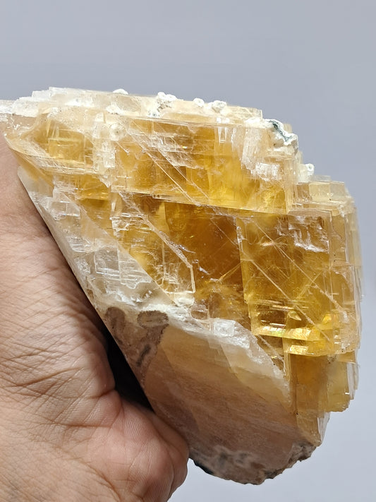 Honey Calcite w/ Okenite (India) Rough Crystal | Natural Stone | Mineral Specimen #CA19
