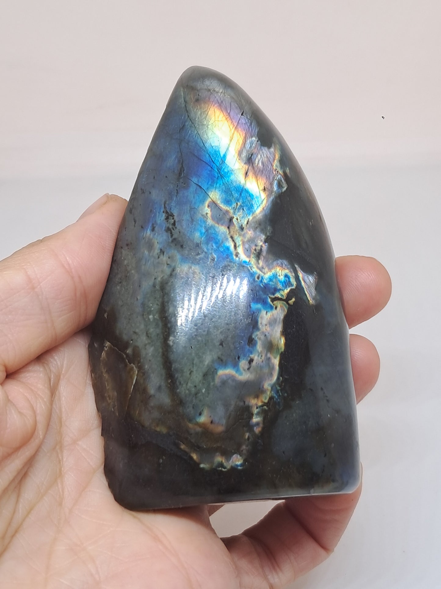 Labradorita | Cristal natural | Piedra semipulida y semipulida | Azul, amarillo y morado | Buena iridiscencia #LB2