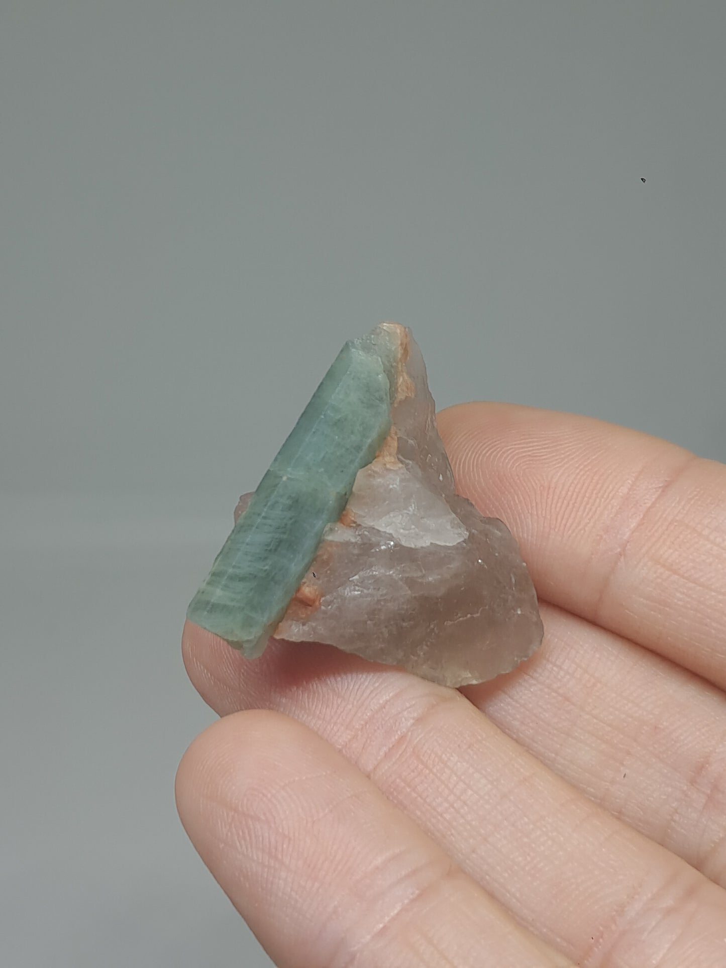 Aquamarine on Smokey Quartz (Karur) Rough Natural Crystal | Mineral Specimen #AQM50