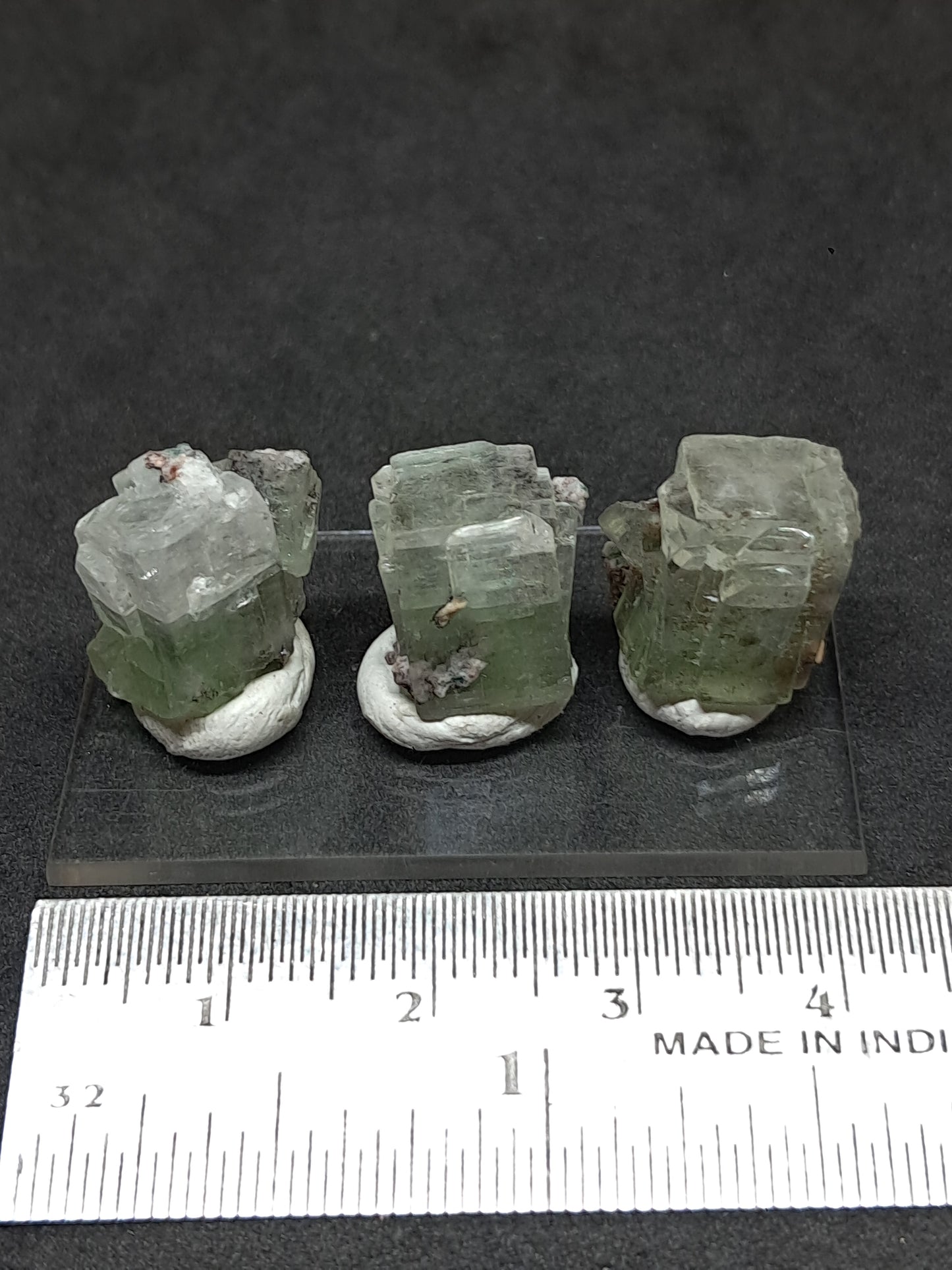 Set of 3 Small Green Apophyllites (Fluorapophyllites) (Ajanta) Rough Natural Crystals | Mineral Specimens #GA50
