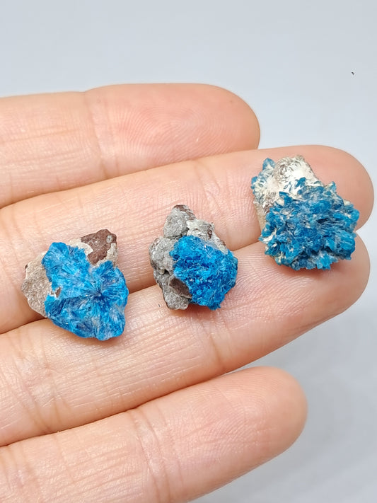 Conjunto de 3 pentagonitas en matriz (wagholi) en bruto | Cristal natural | Ejemplar mineral raro n.° CV43