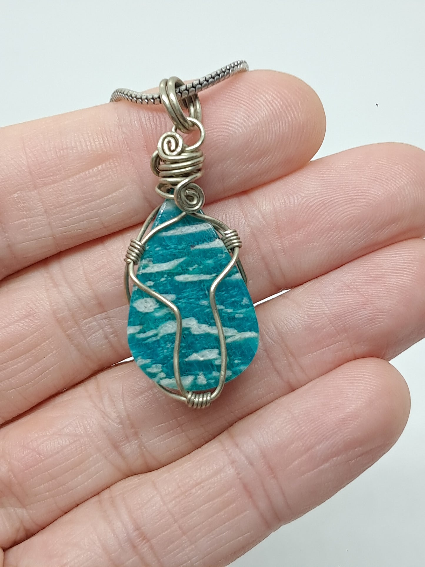 Amazonite Pendant | Handcrafted Jewelry | Unique Necklace #JL56