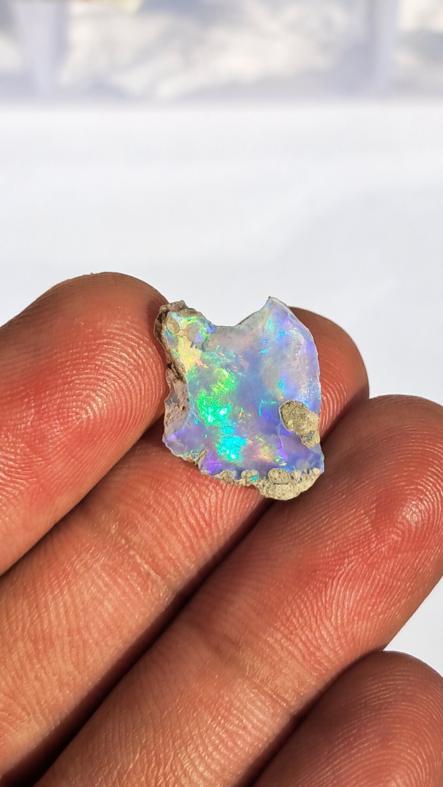 Ópalo etíope natural en bruto | Ópalo hidrofano blanco con juego de colores brillante #OP12