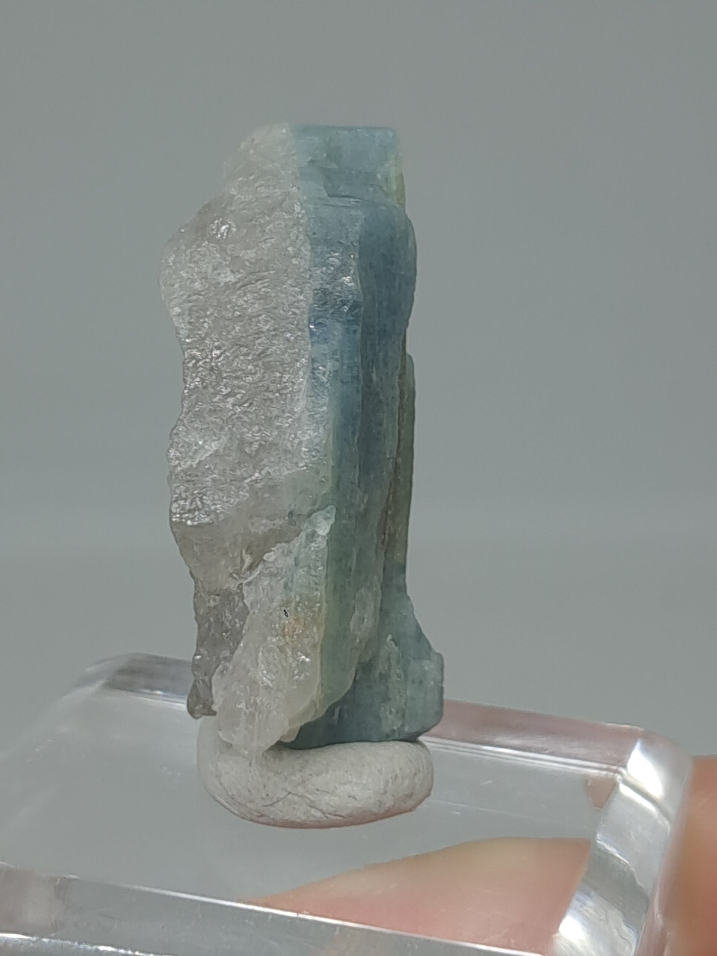 Aquamarine on Smokey Quartz (Karur) Rough Natural Crystal | Mineral Specimen #AQM47