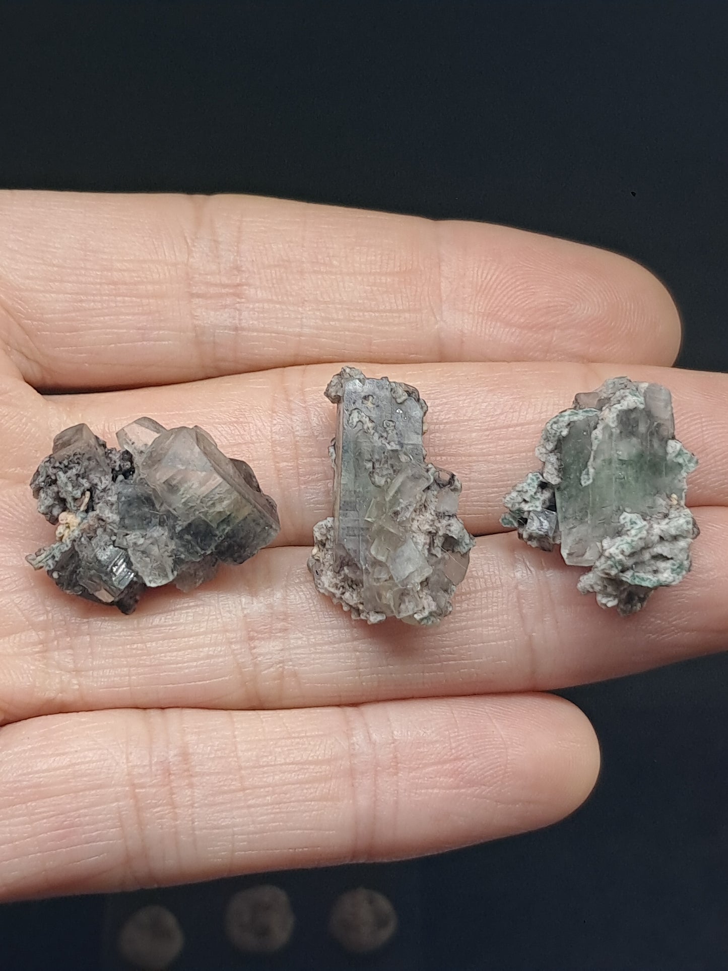 Set of 3 Small Green Apophyllites (Fluorapophyllites) (Ajanta) Rough Natural Crystals | Mineral Specimens #GA52