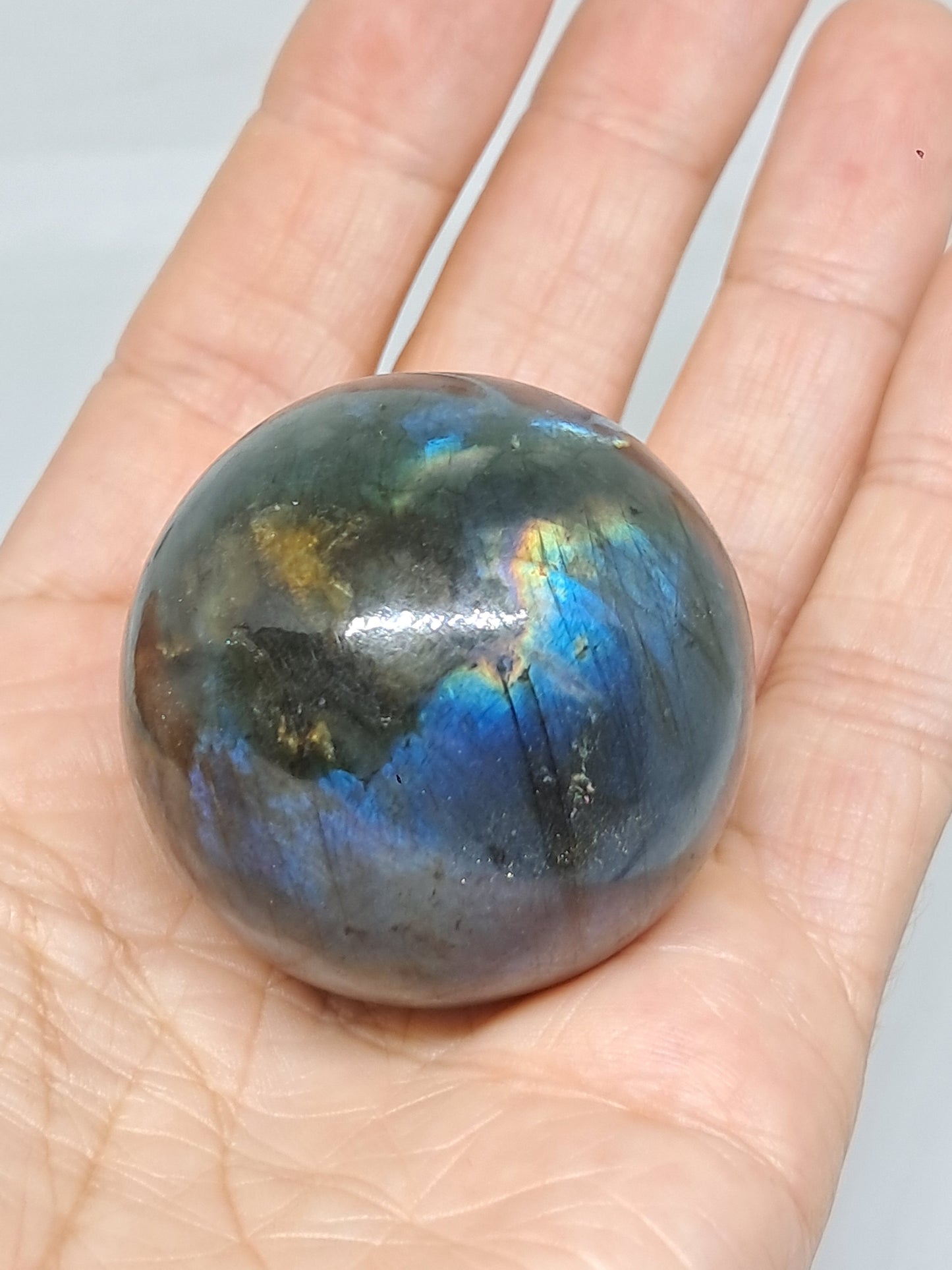 Labradorite Sphere (Madagascar) | Strong Blue Flash | Polished Stone #LB9