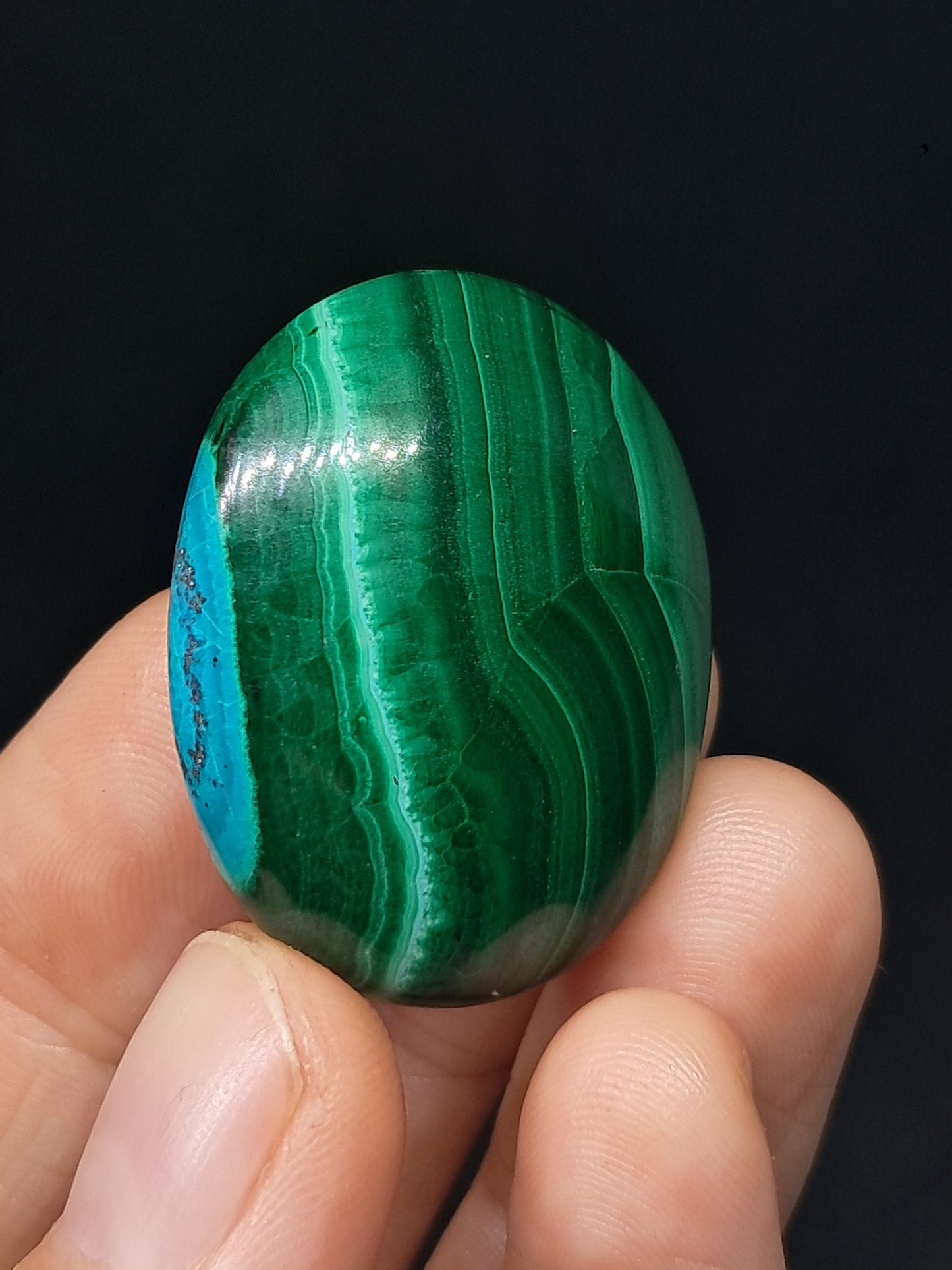 Chrysocolla w/ Malachite Palmstone | Good Quality Natural Stone