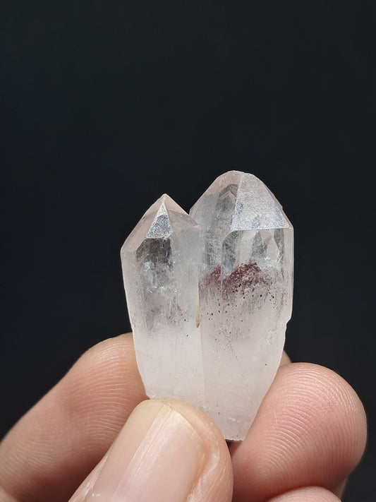 Cuarzo fantasma hematita (Telangana) Cristal natural | Ejemplar mineral | Puntas gemelas #HPQ29