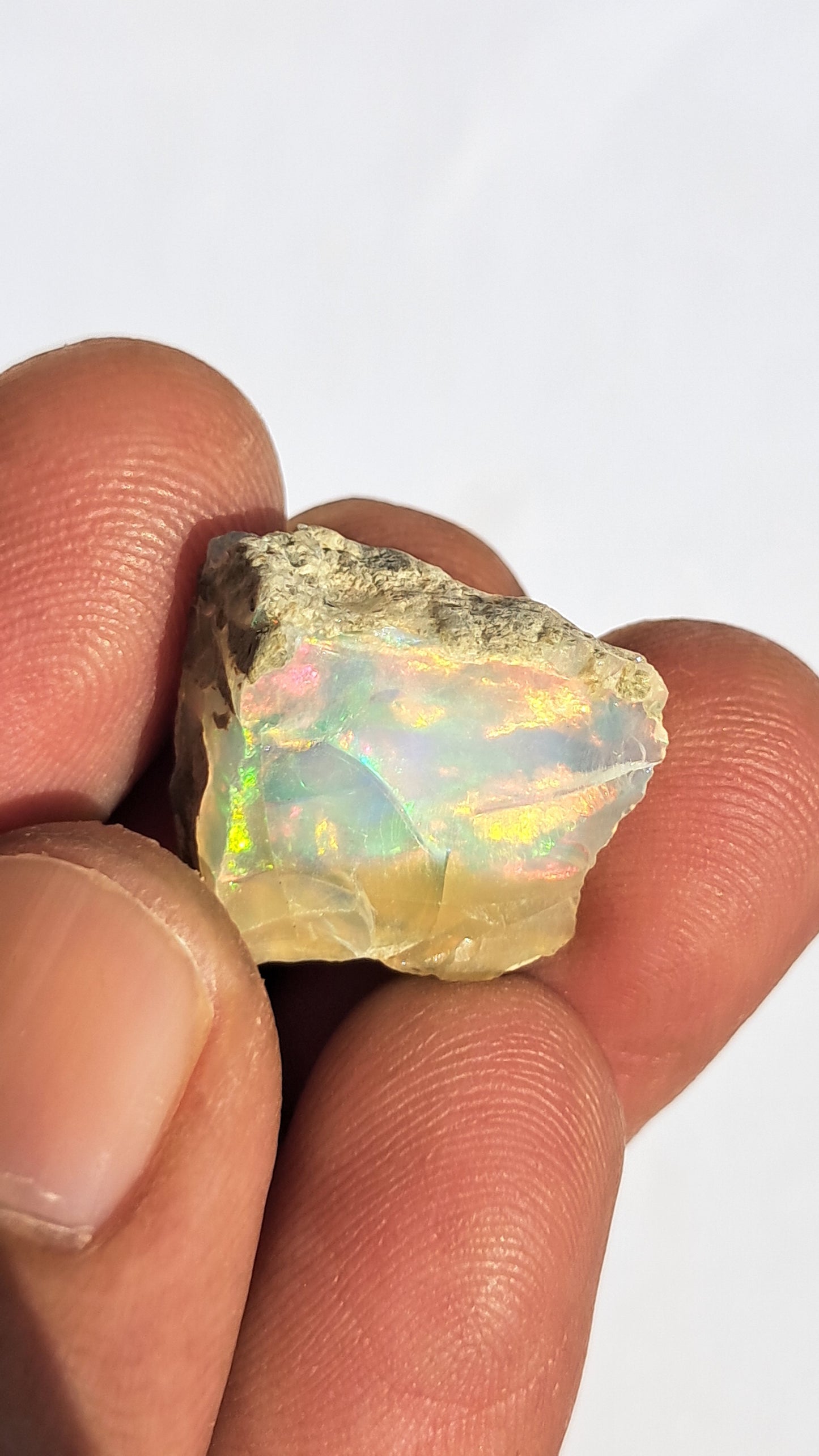 Natural Ethiopian Opal Rough | White Hydrophane Opal with Bright Play of Color #OP9