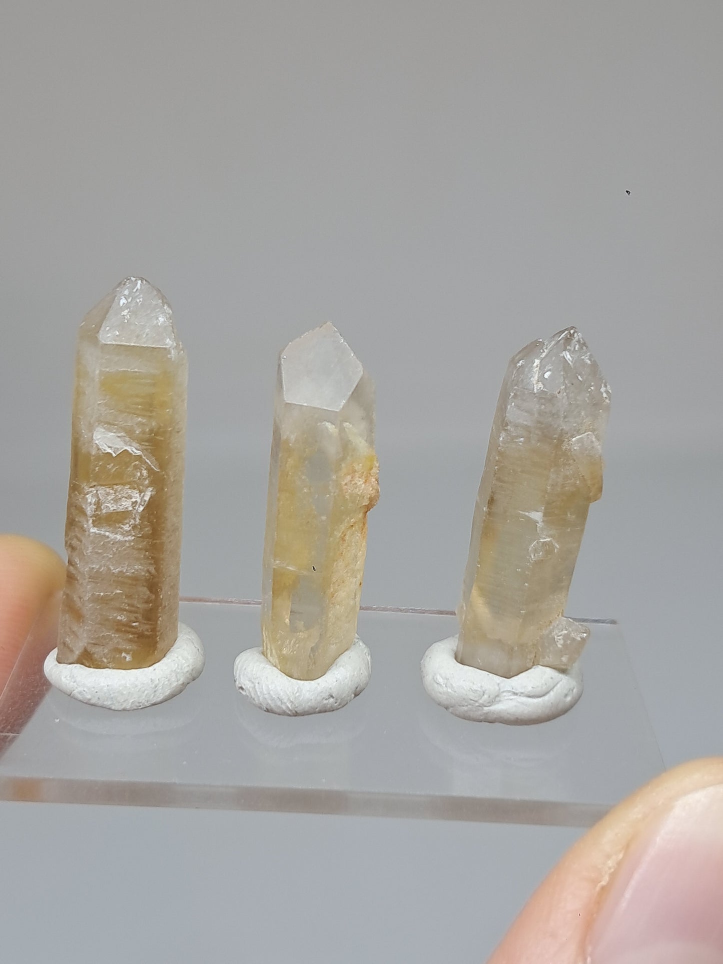 Set of 3 Natural Citrine Crystal Points w/ Phantoms (Karur) #CTN36