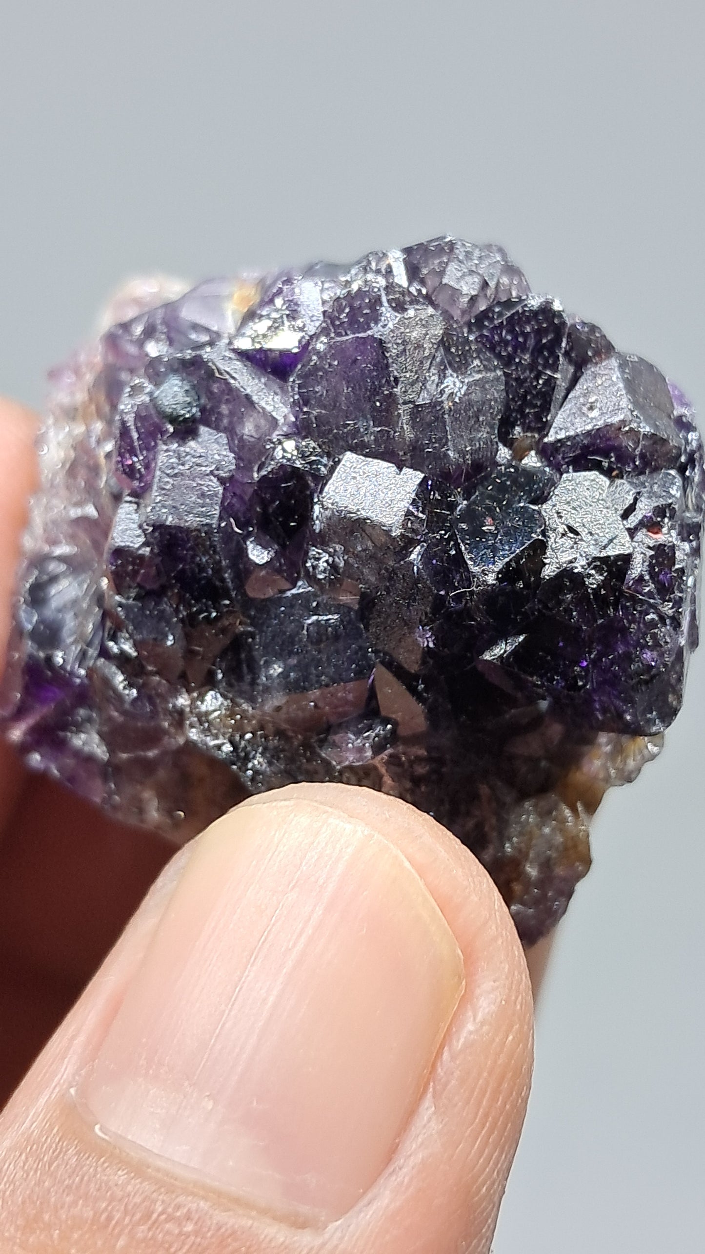Amatista Elestial Morada Profunda sobre Cuarzo | Inclusiones de Hematita Goethita Rutilo | Cristal Natural | Muestra Mineral #KA195