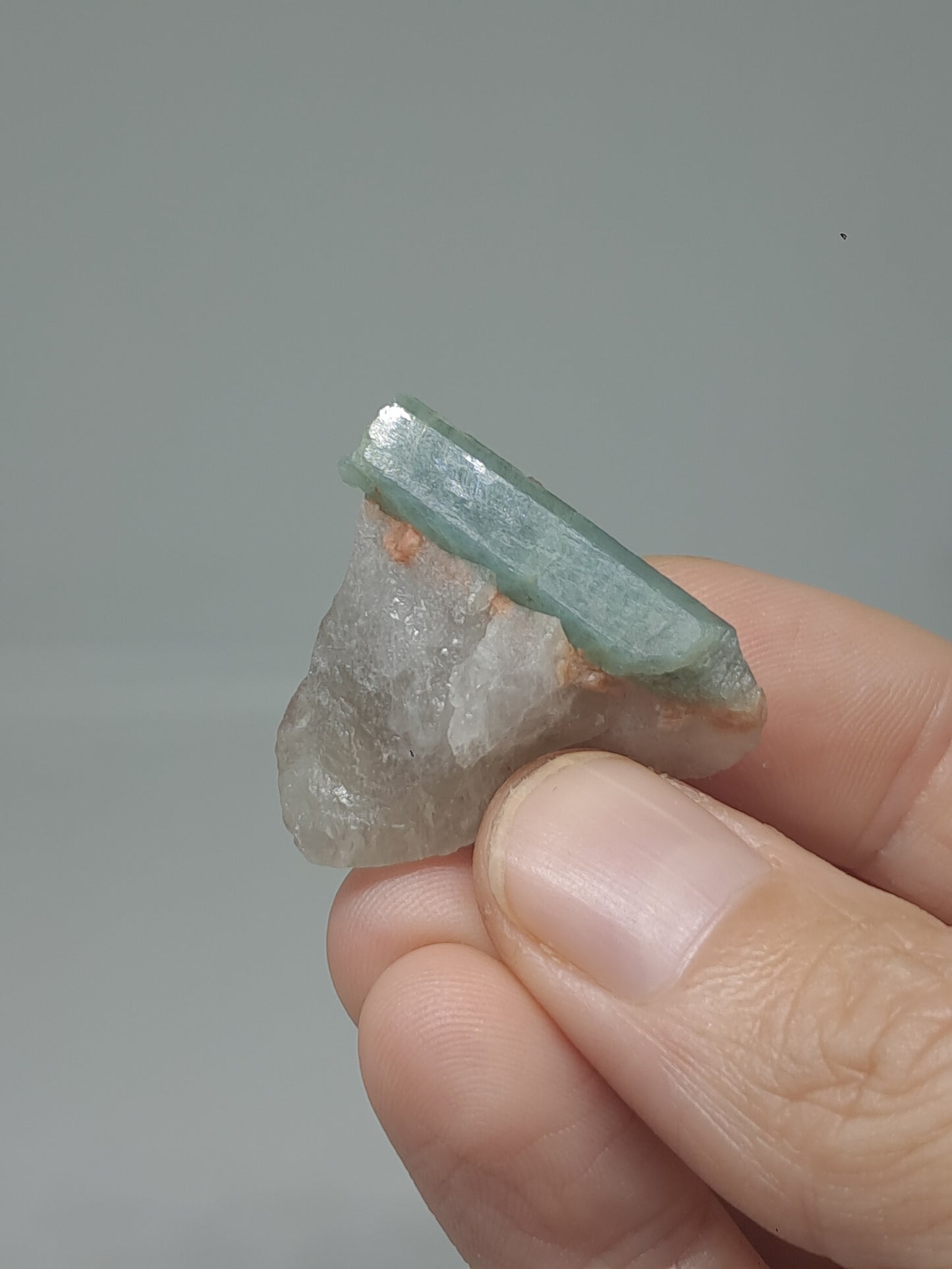 Aquamarine on Smokey Quartz (Karur) Rough Natural Crystal | Mineral Specimen #AQM50