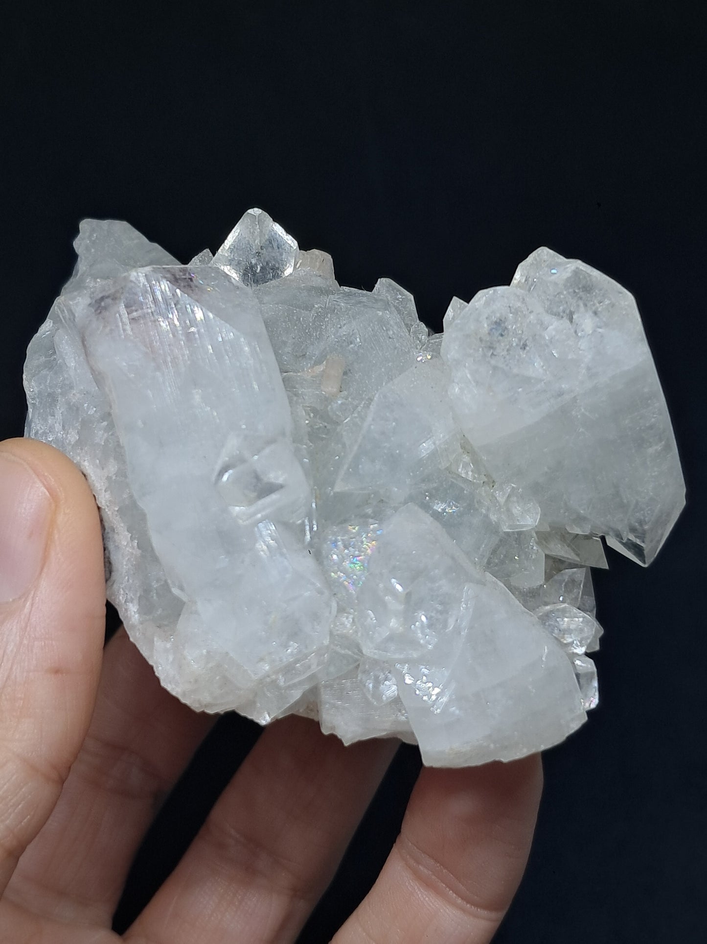 Clear Apophyllite w/ Stilbite  (Ajanta) Natural Crystal Cluster | Mineral Specimen #AP21eb