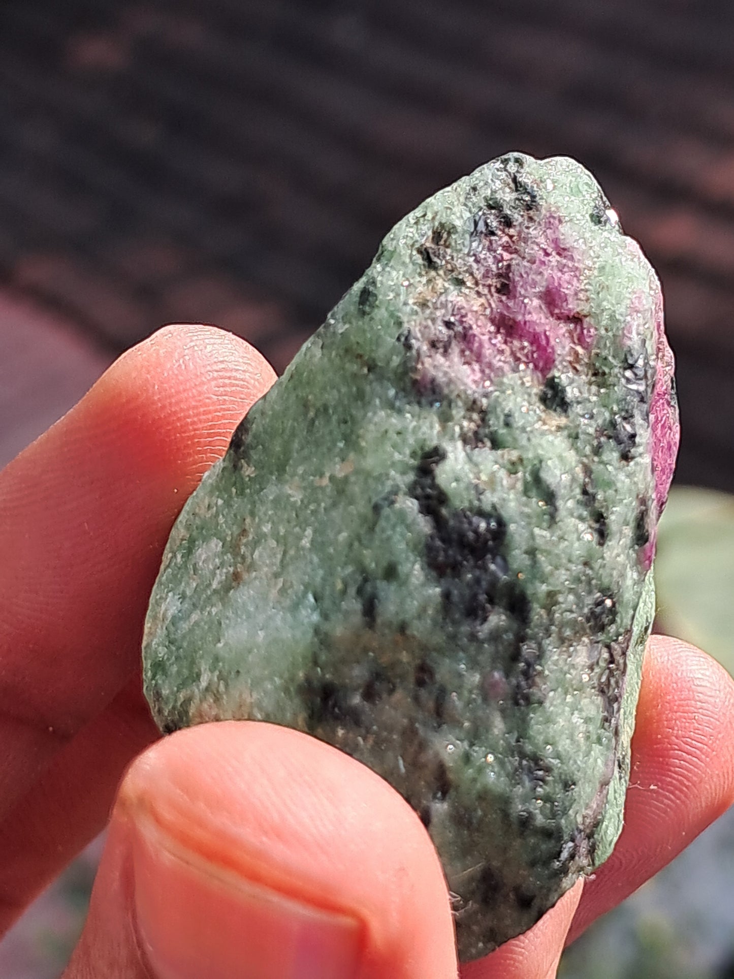 Ruby Zoisite w/ Hornblende (Tanzania) Rough Stone | Natural Specimen #RZ9
