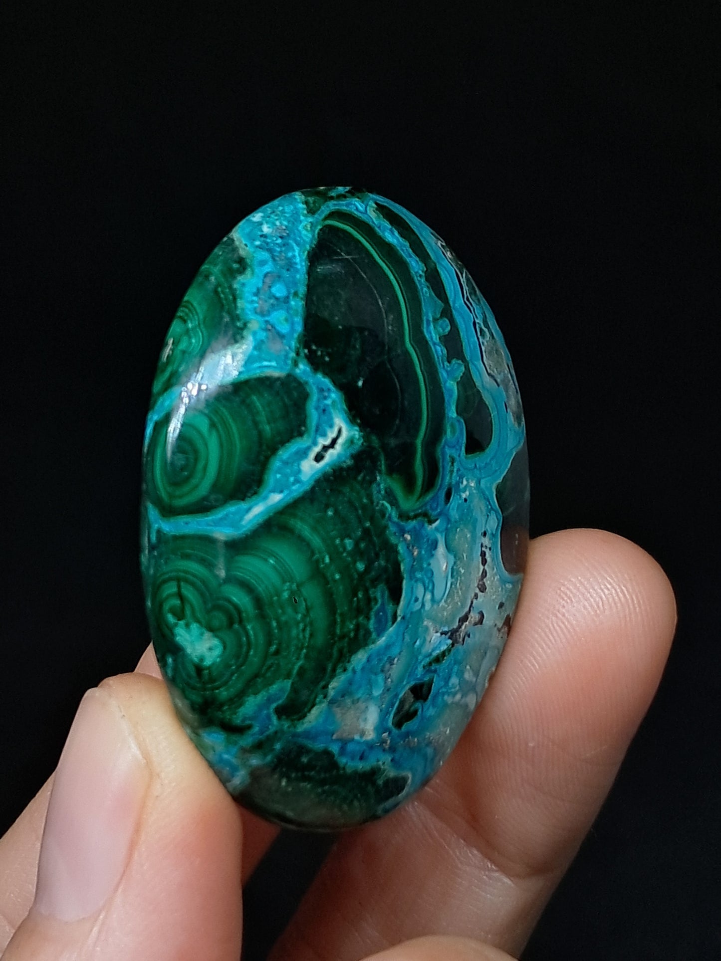 Chrysocolla w/ Malachite Palmstone | Good Quality Natural Stone