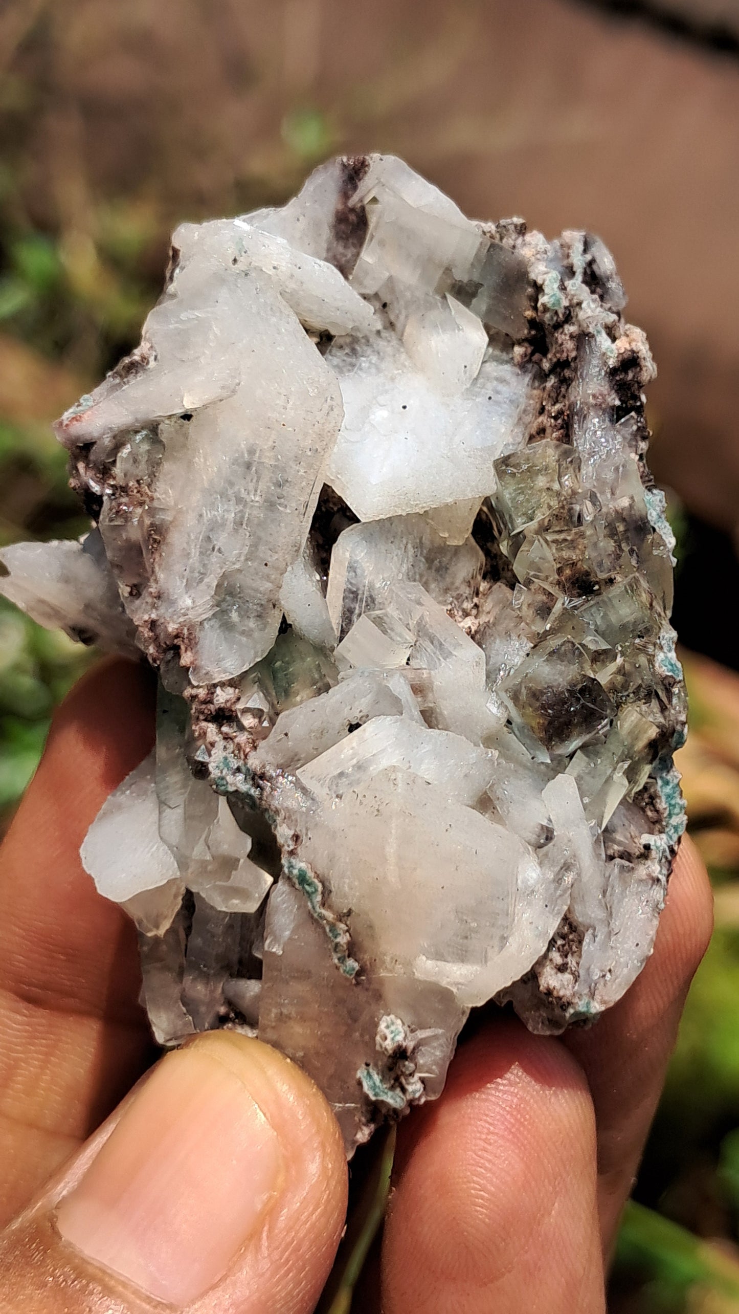 Apofilita verde (Fluorapofilita) en matriz (Ajanta) Cristal natural | Muestra mineral #GA22