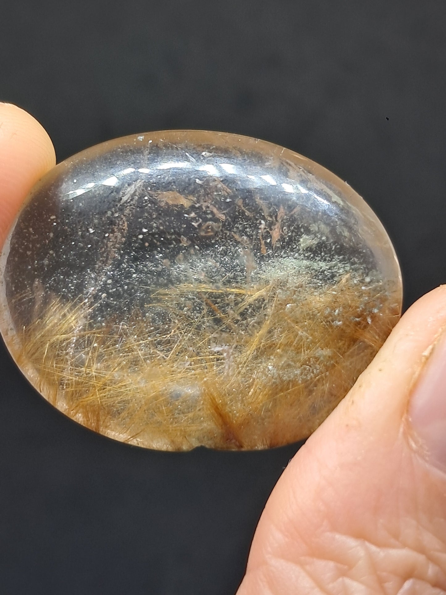 Piedra de palma de cuarzo rutilado | Piedra pulida | Cristal natural #CH43