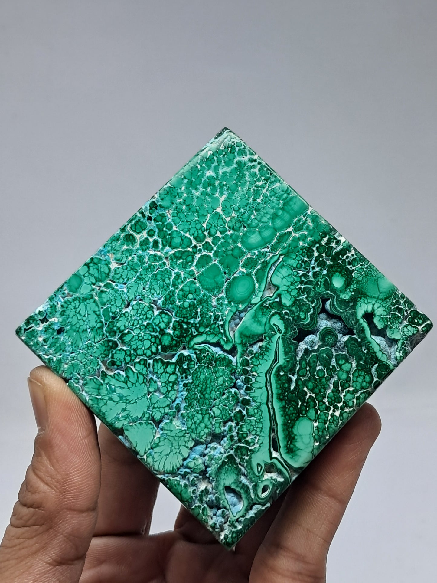 Malachite w/ Chrysocolla | Polished Natural Stone | Large Size | Beautiful Patterns #CM17