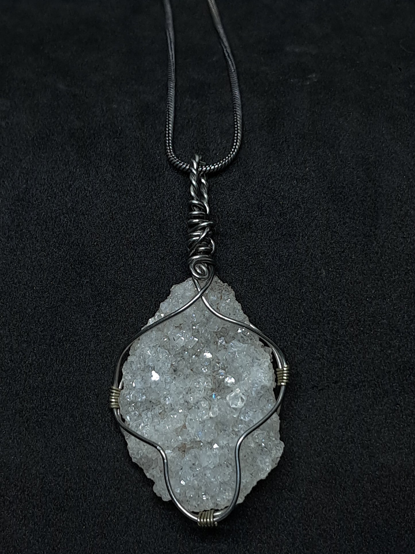 Druzzy Clear Apophyllite Pendant | Handcrafted Jewelry | Unique Necklace #JL45