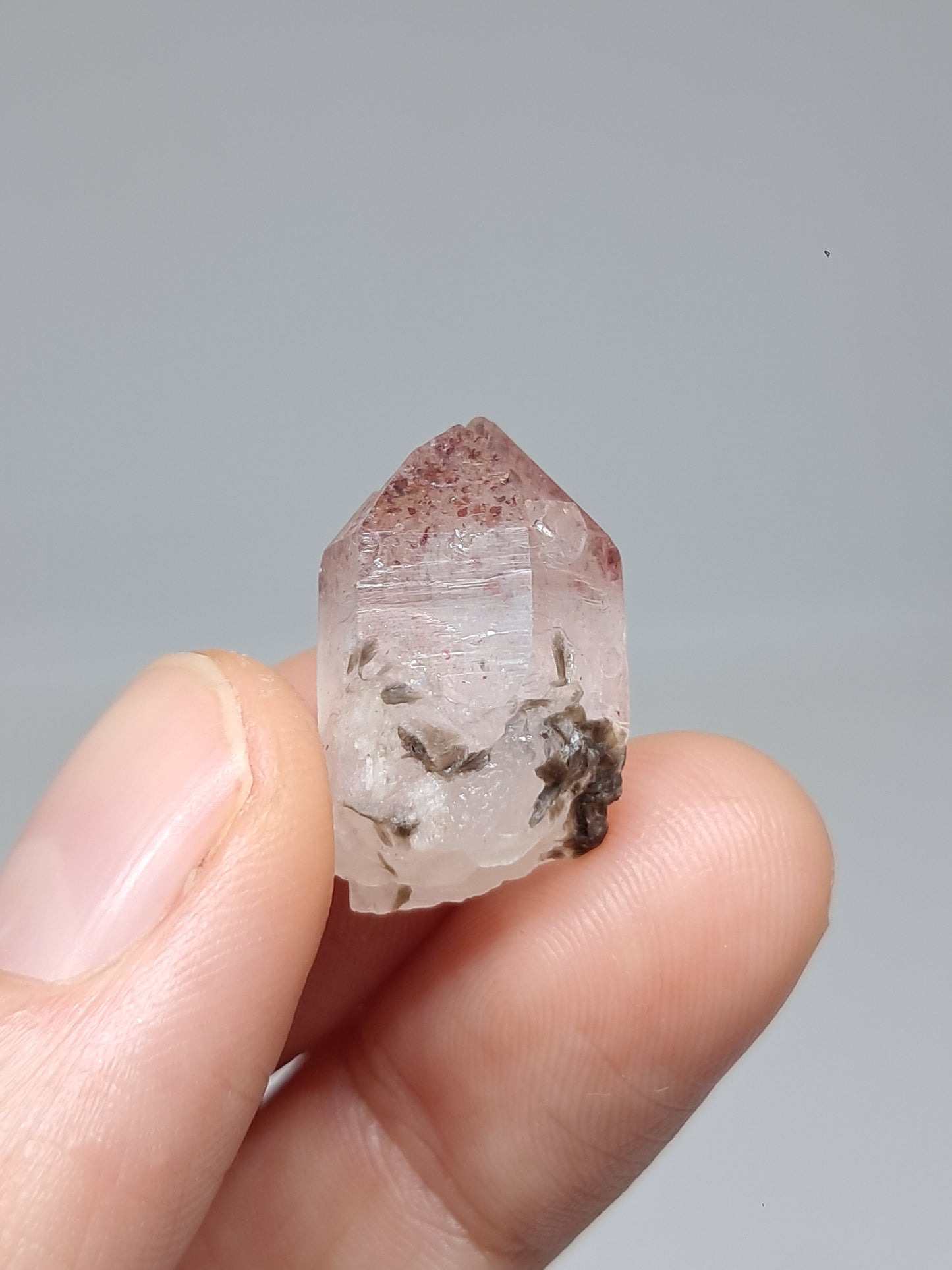 Hematite Included Quartz (Karur) Natural Crystal Point | Mineral Specimen #HPQ66