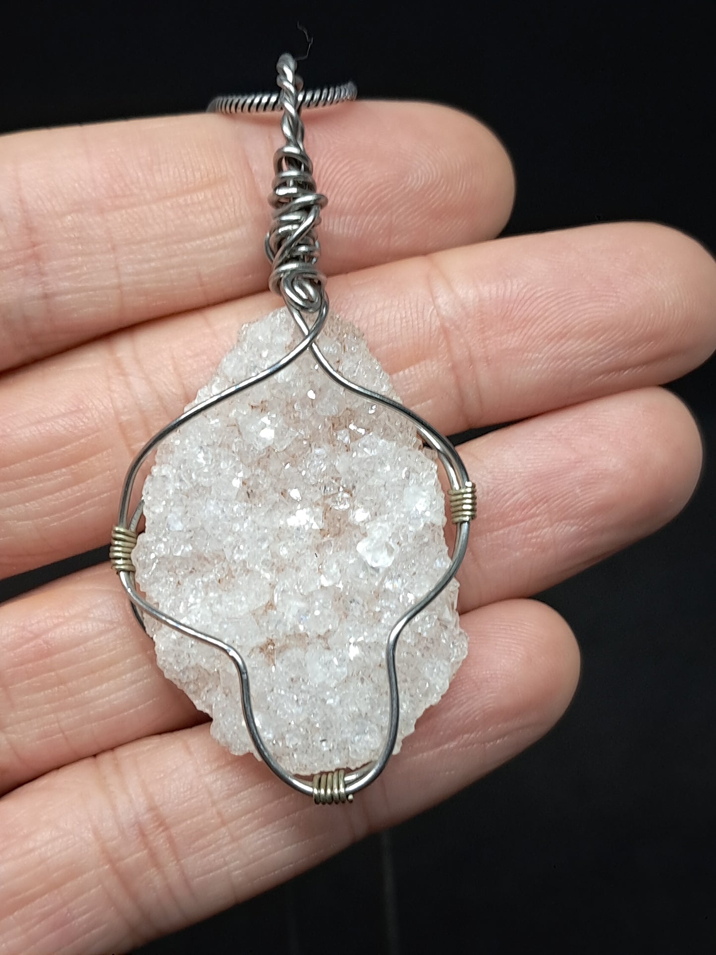 Druzzy Clear Apophyllite Pendant | Handcrafted Jewelry | Unique Necklace #JL45