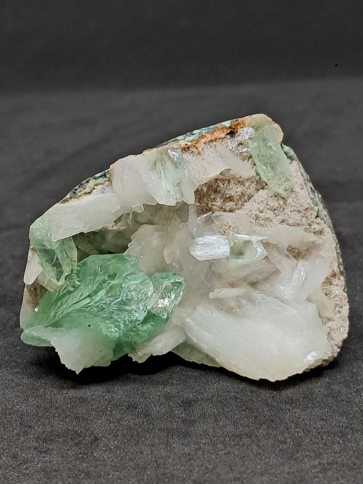 Green Apophyllite (Fluorapophyllite) and Stilbite on matrix #GA2