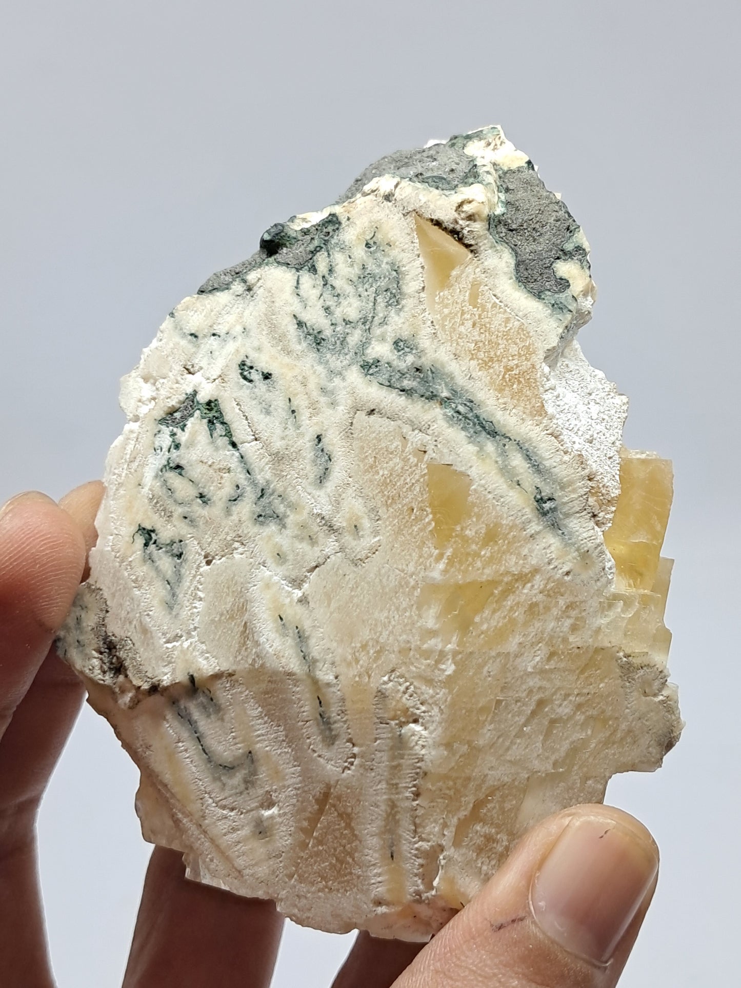 Honey Calcite w/ Okenite (India) Rough Crystal | Natural Stone | Mineral Specimen #CA17