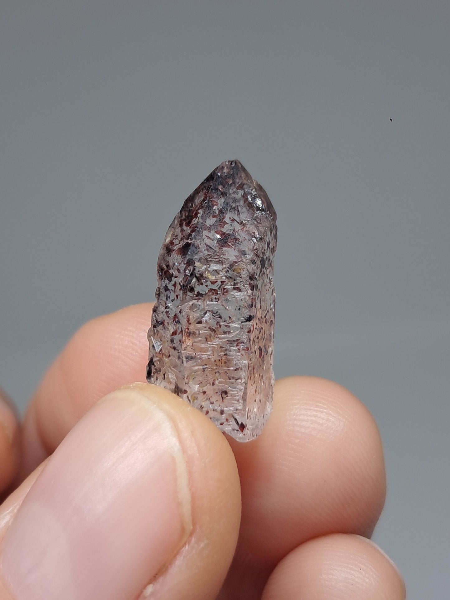 Hematite Included Quartz (Karur) Natural Crystal Point | Mineral Specimen #HPQ64