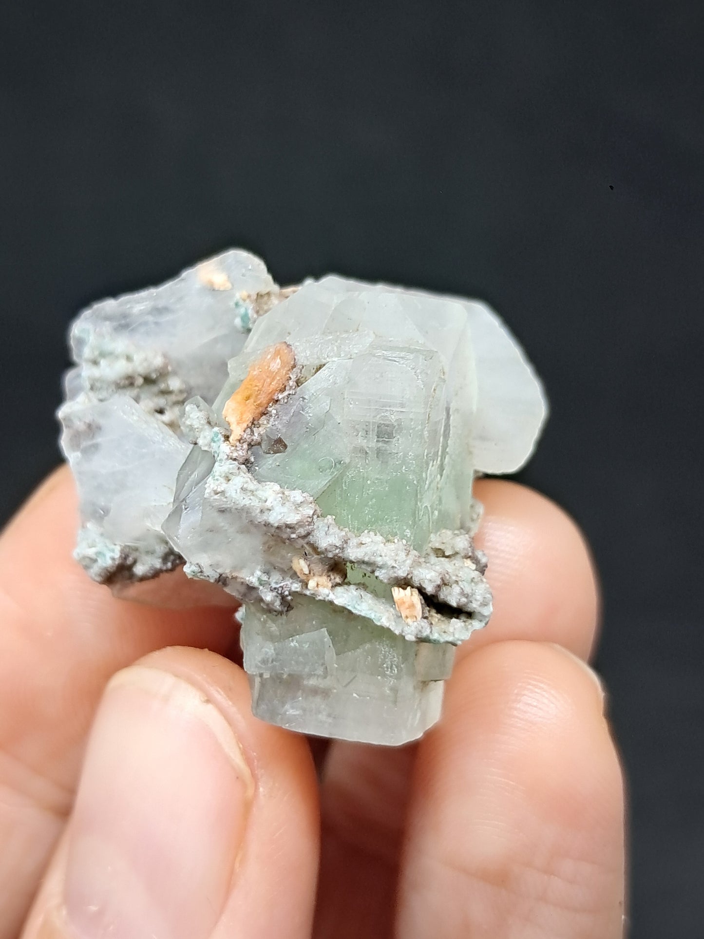 Green Apophyllite w/ Stilbite (Fluorapophyllite) (Ajanta) Natural Crystal | Mineral Specimen #GA44