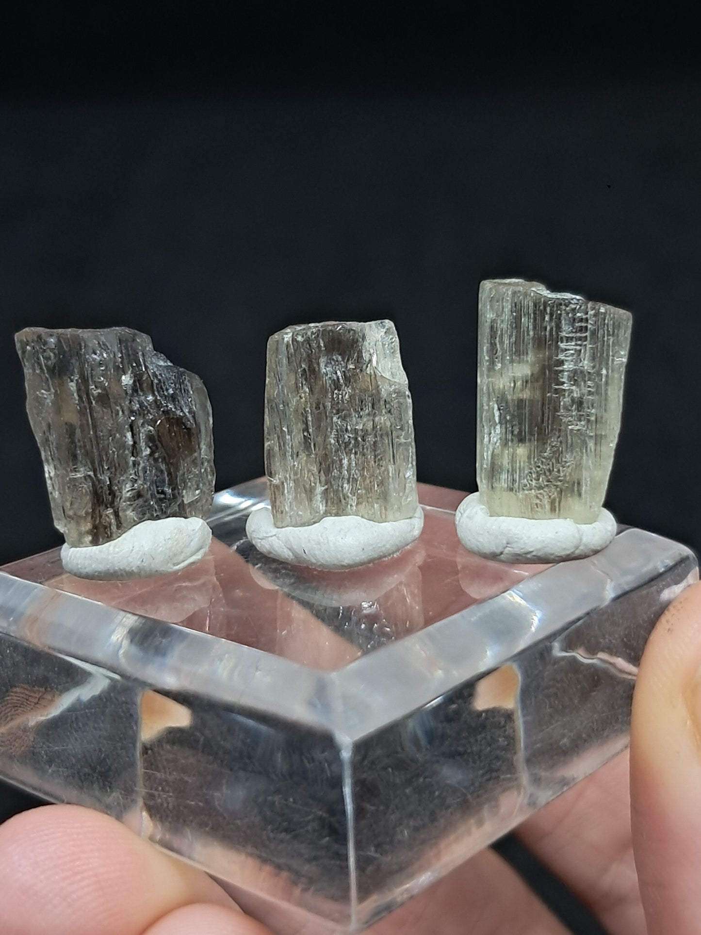 Set of 3 Fluorescent Scapolite Crystals (Karur) UV Reactive | Rough Stone | Natural Mineral Specimen #SCP28