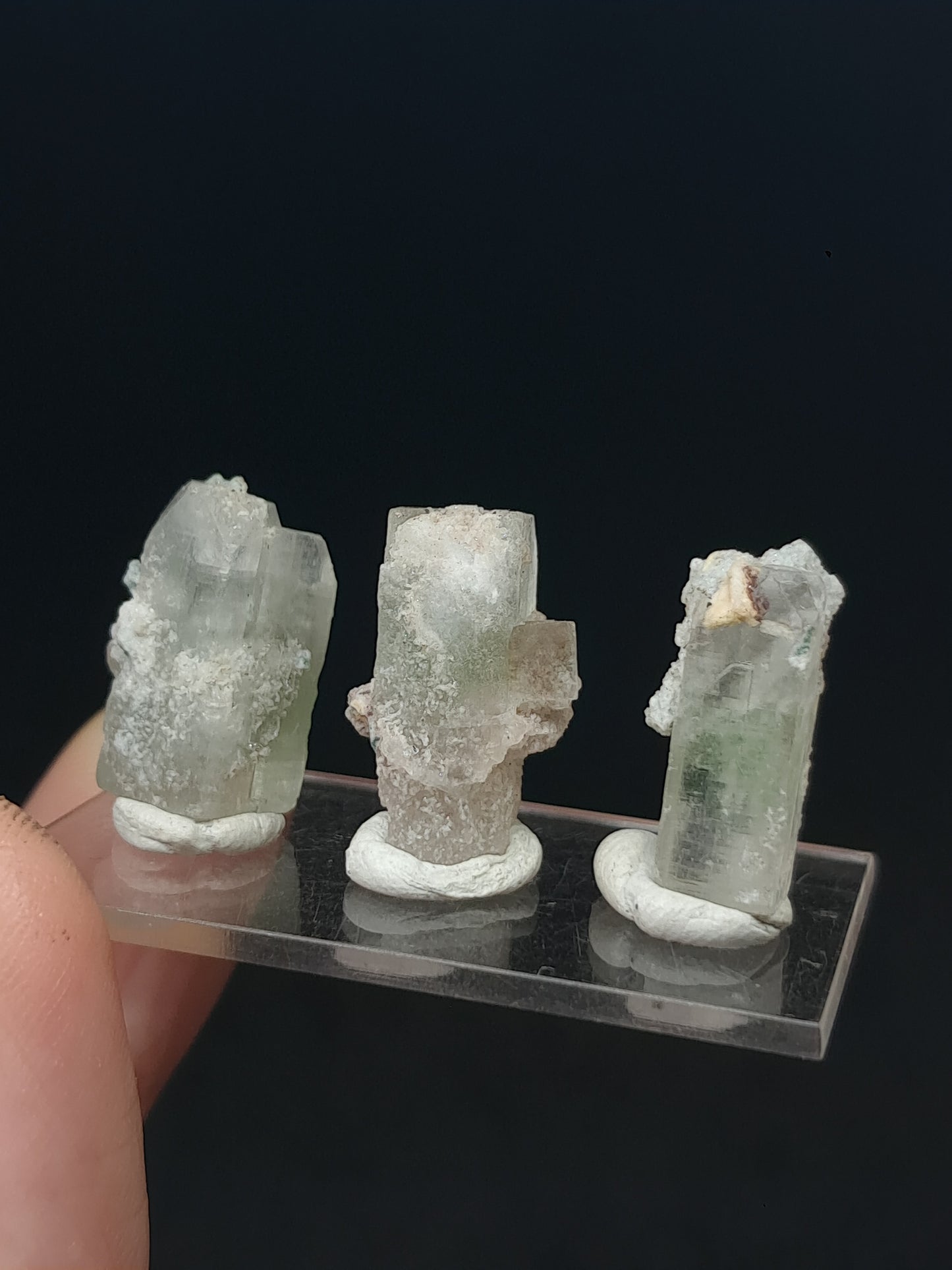 Set of 3 Small Green Apophyllites (Fluorapophyllites) (Ajanta) Rough Natural Crystals | Mineral Specimens #GA51
