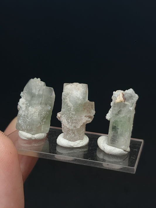 Set of 3 Small Green Apophyllites (Fluorapophyllites) (Ajanta) Rough Natural Crystals | Mineral Specimens #GA51