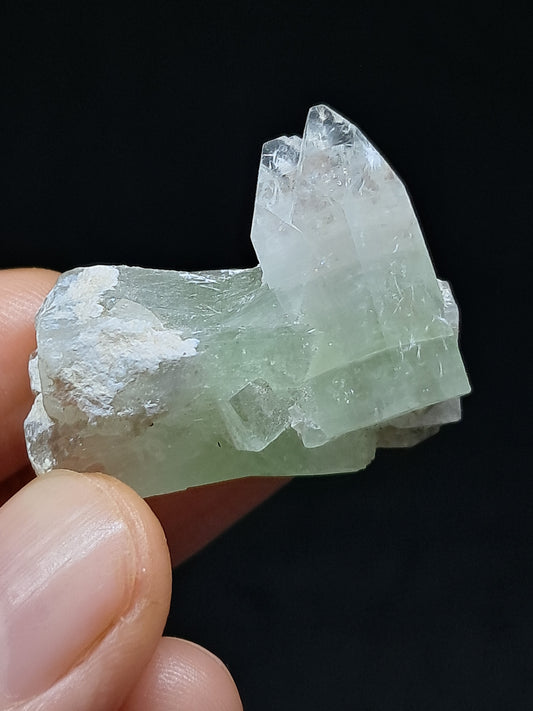Green Apophyllite Crystal w/ Okenite (Ajanta) Natural Point | Mineral Specimen #AP62