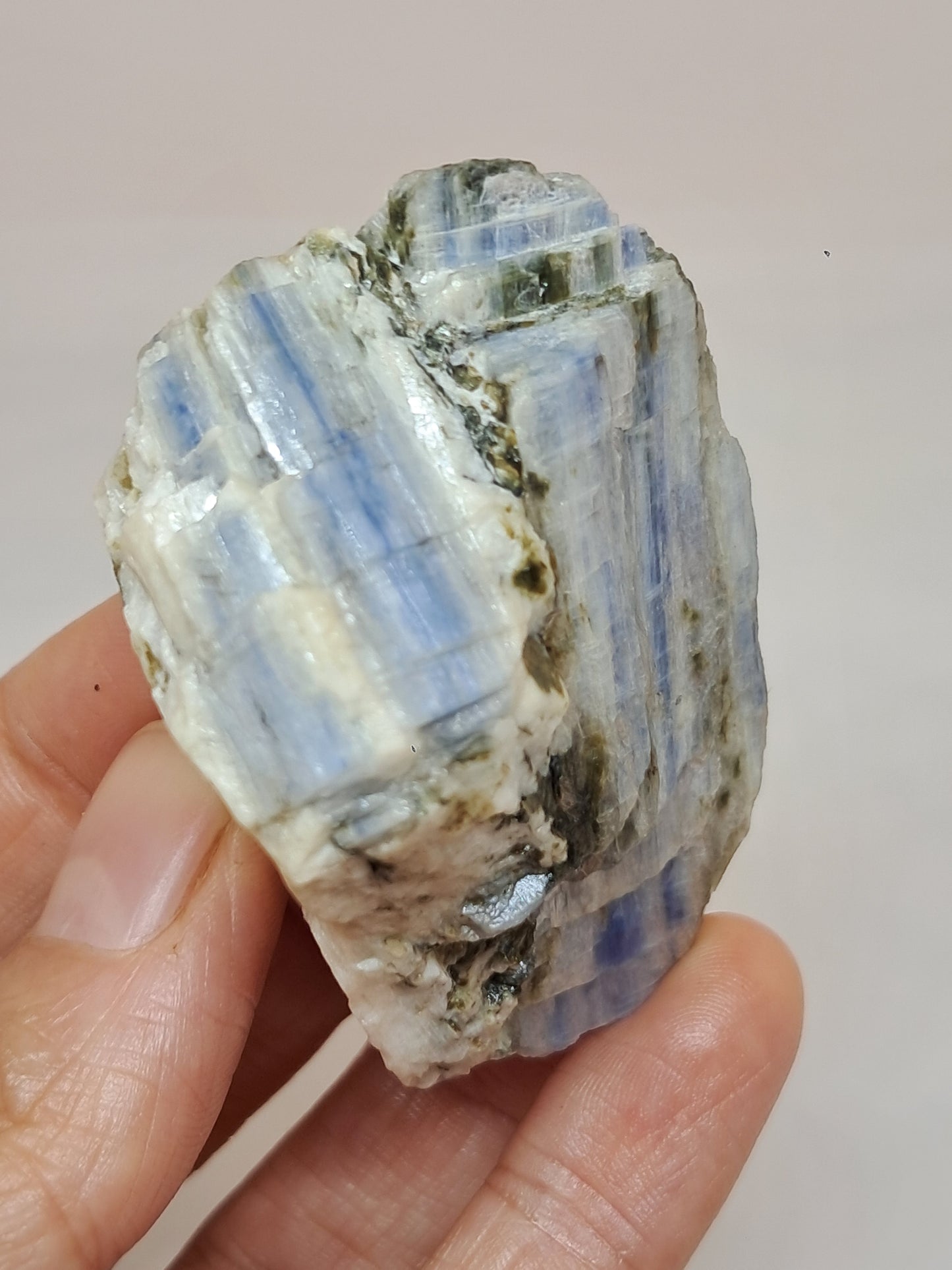 Blue Kyanite on Feldspar (Tamil Nadu) Natural Mineral Specimen #KY3