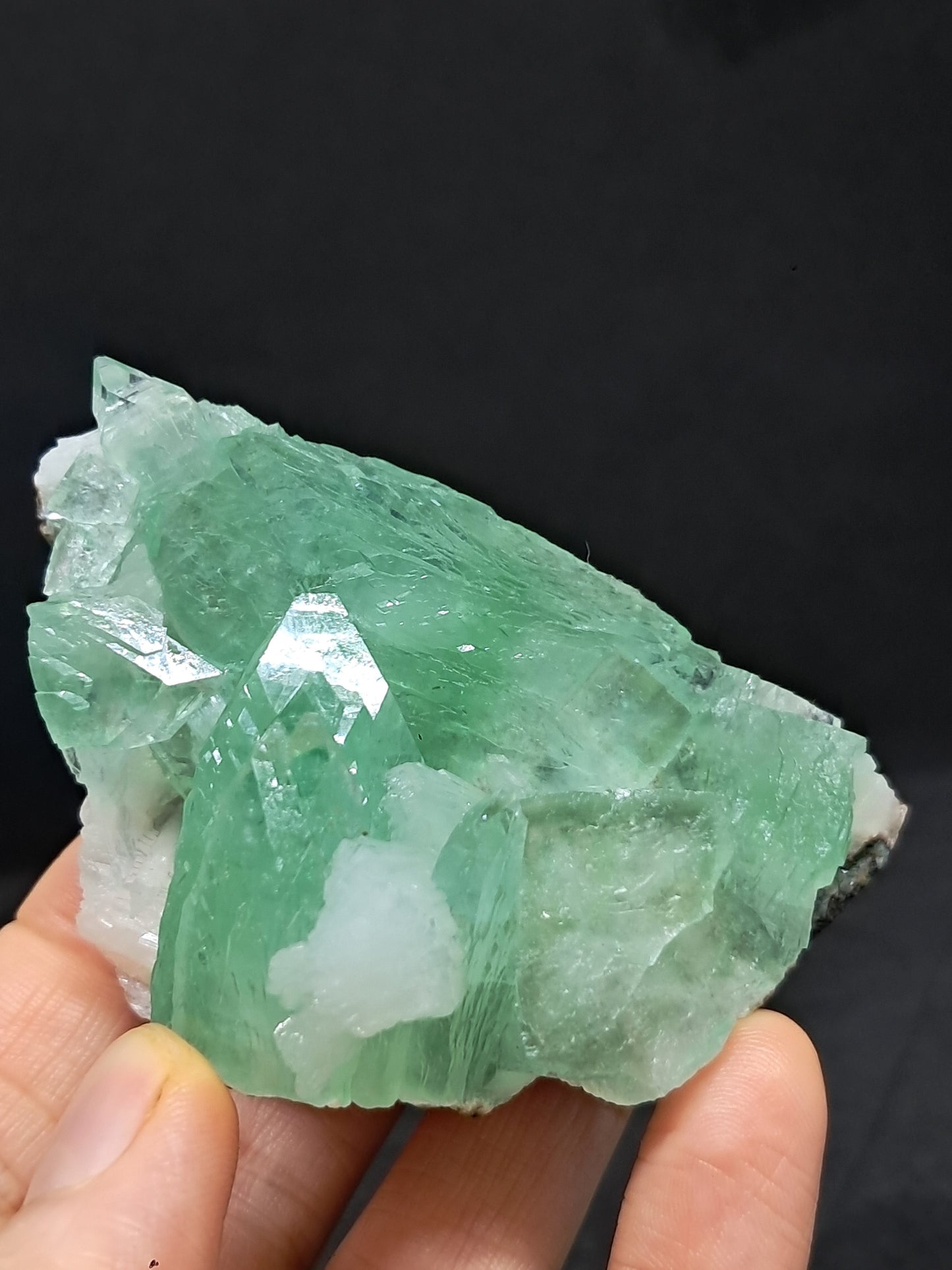 Green Apophyllite (Fluorapophyllite) and Stilbite on matrix #GA15