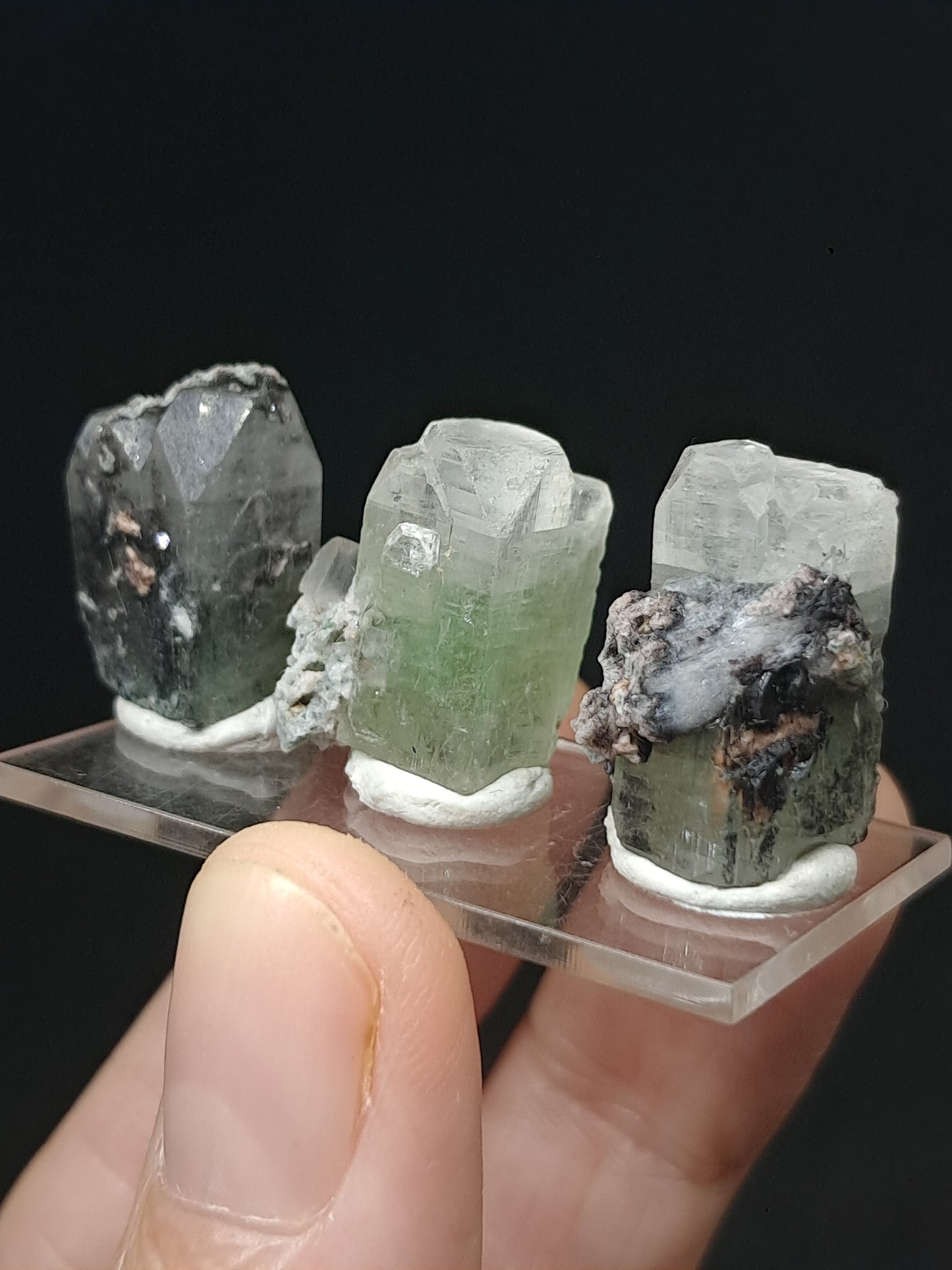Set of 3 Small Green Apophyllites (Fluorapophyllites) (Ajanta) Rough Natural Crystals | Mineral Specimens #GA48