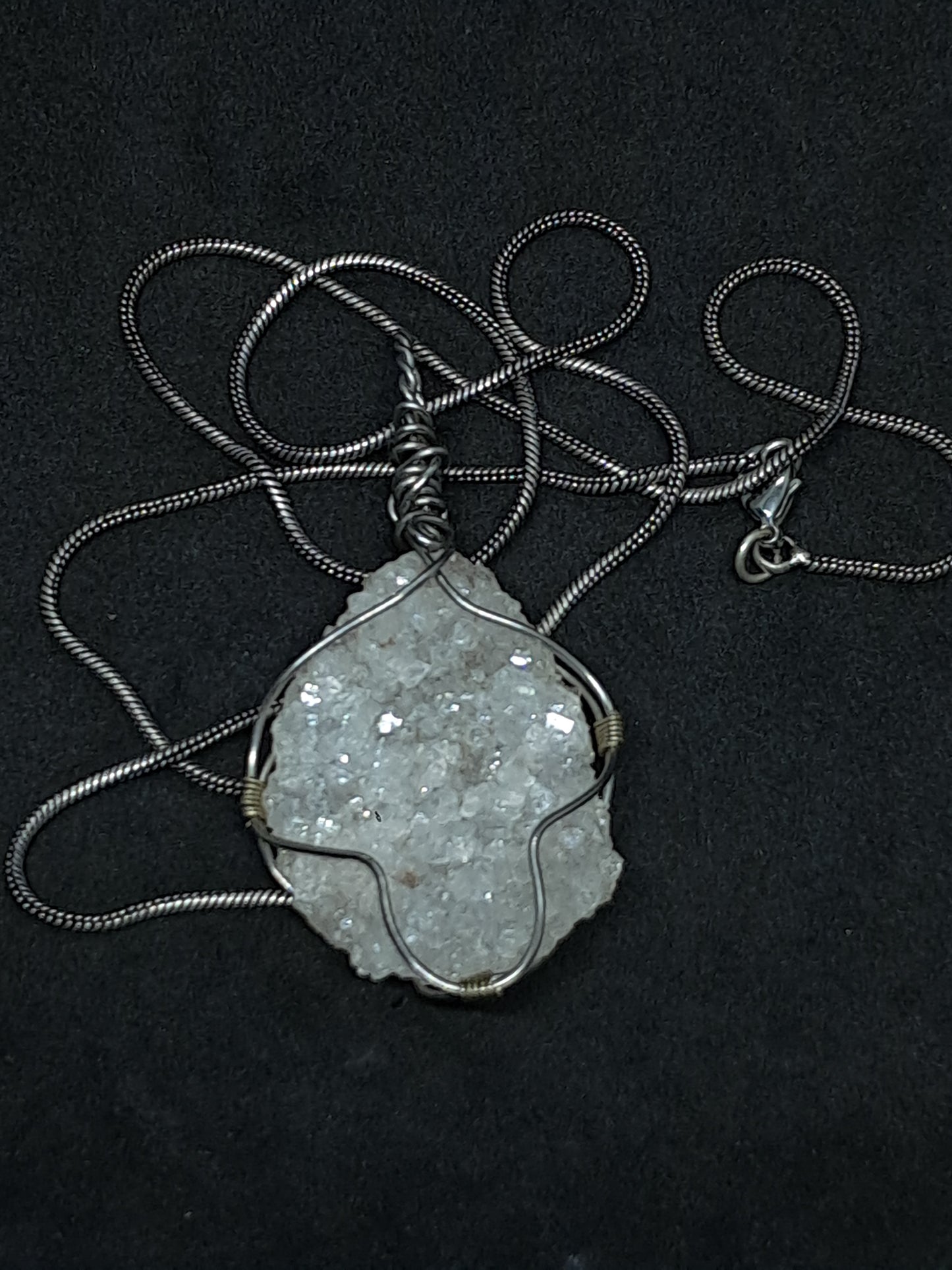 Druzzy Clear Apophyllite Pendant | Handcrafted Jewelry | Unique Necklace #JL45
