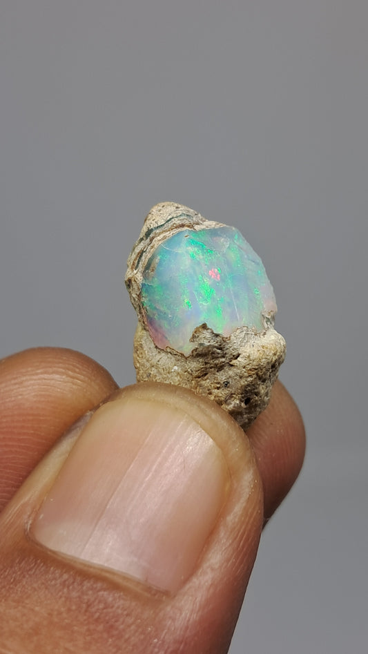 Natural Ethiopian Opal Rough | White Hydrophane Opal with Bright Play of Color #OP20