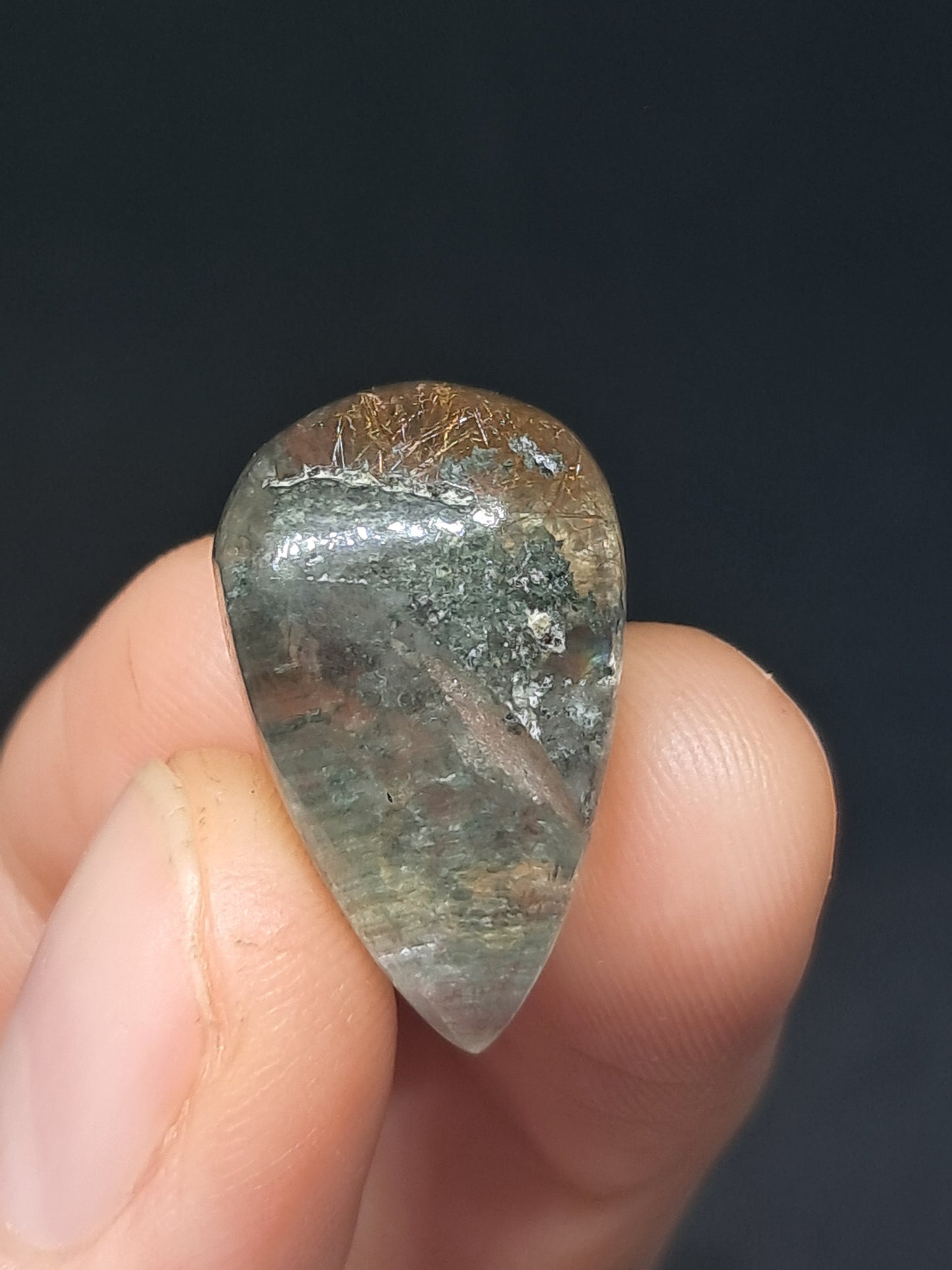 Chlorite Quartz w/ Golden Rutile (Kullu) Half Rough Half Polished | Natural Stone | Cabochon #CH52