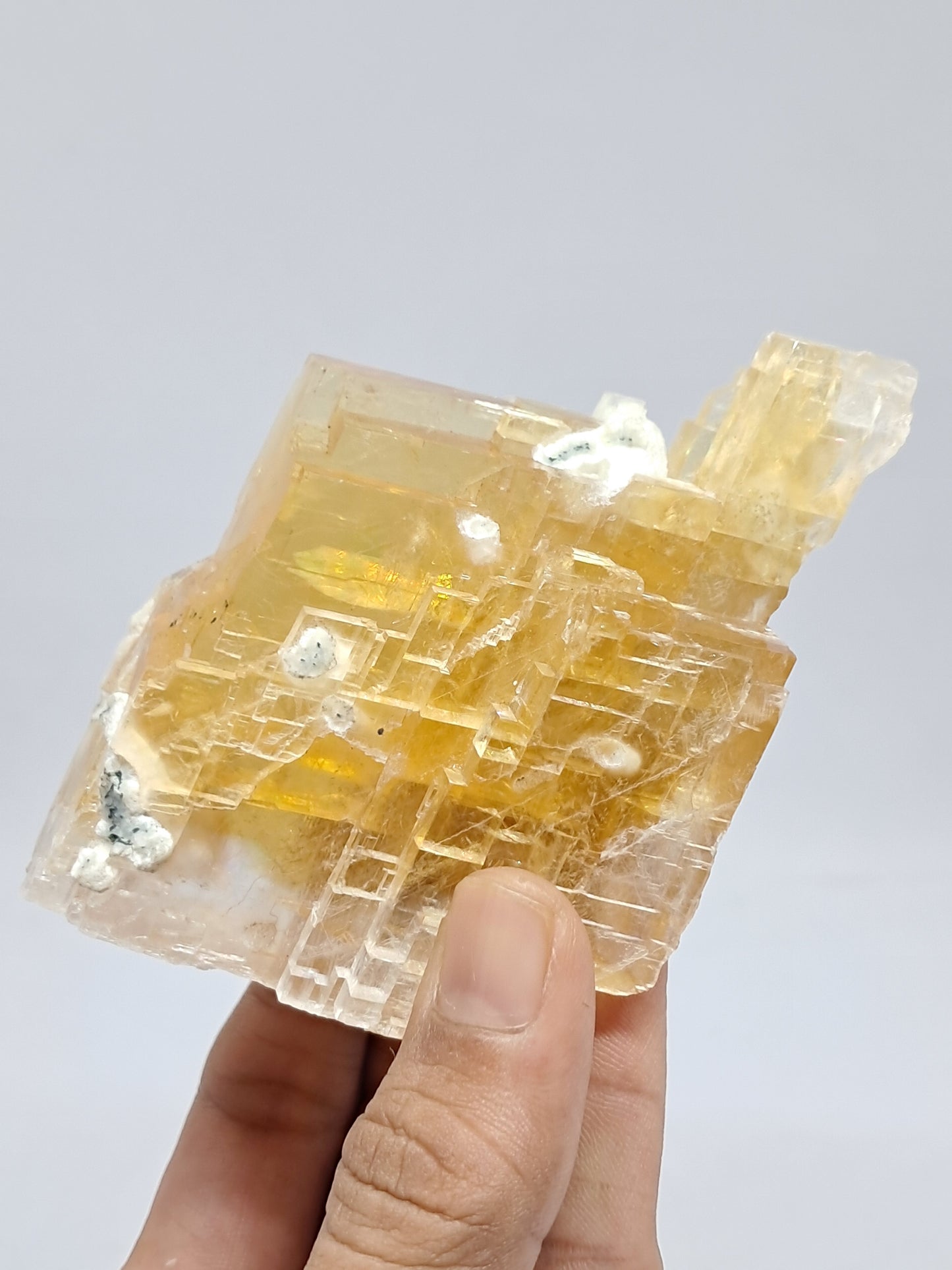Honey Calcite w/ Okenite (India) Rough Crystal | Natural Stone | Mineral Specimen #CA15